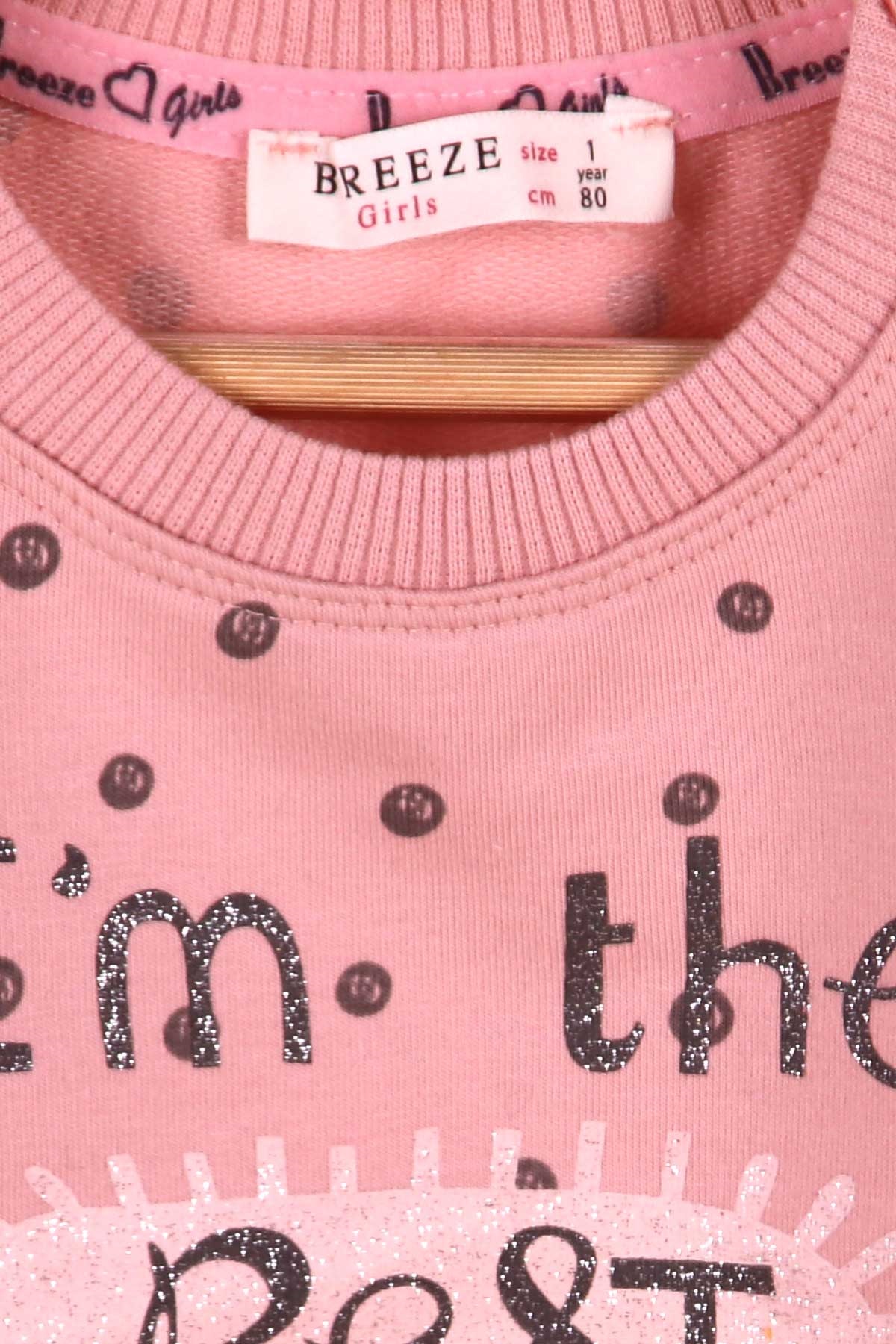 Breeze Kız Bebek Eşofman Takımı Baskılı Simli Pudra (6 Ay-2 Yaş)