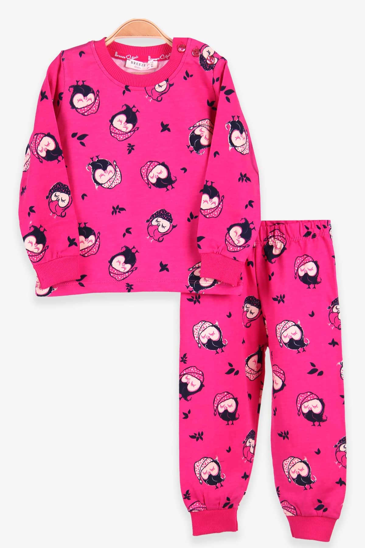Breeze Kız Bebek Eşofman Takımı Baykuşlu Fuşya (1.5-5 Yaş)