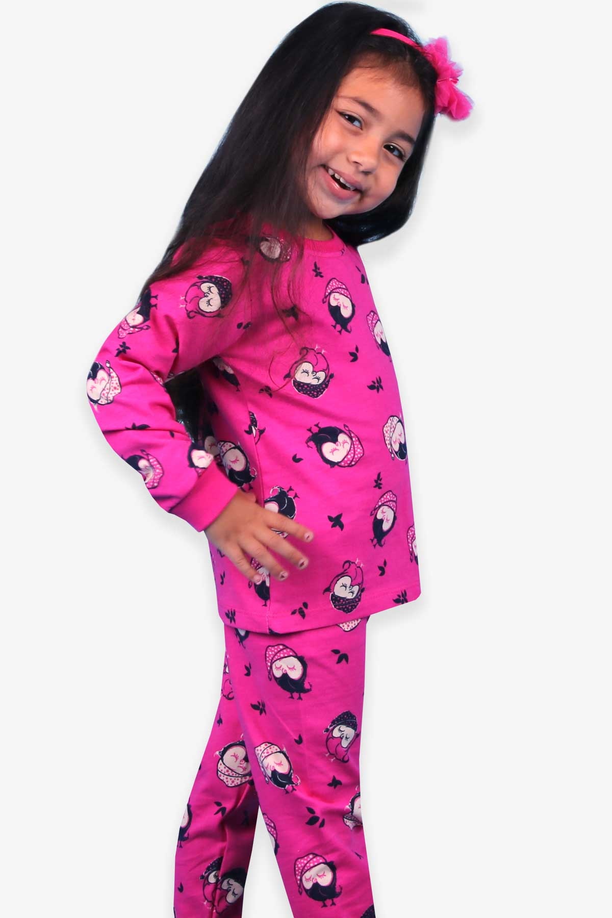 Breeze Kız Bebek Eşofman Takımı Baykuşlu Fuşya (1.5-5 Yaş)