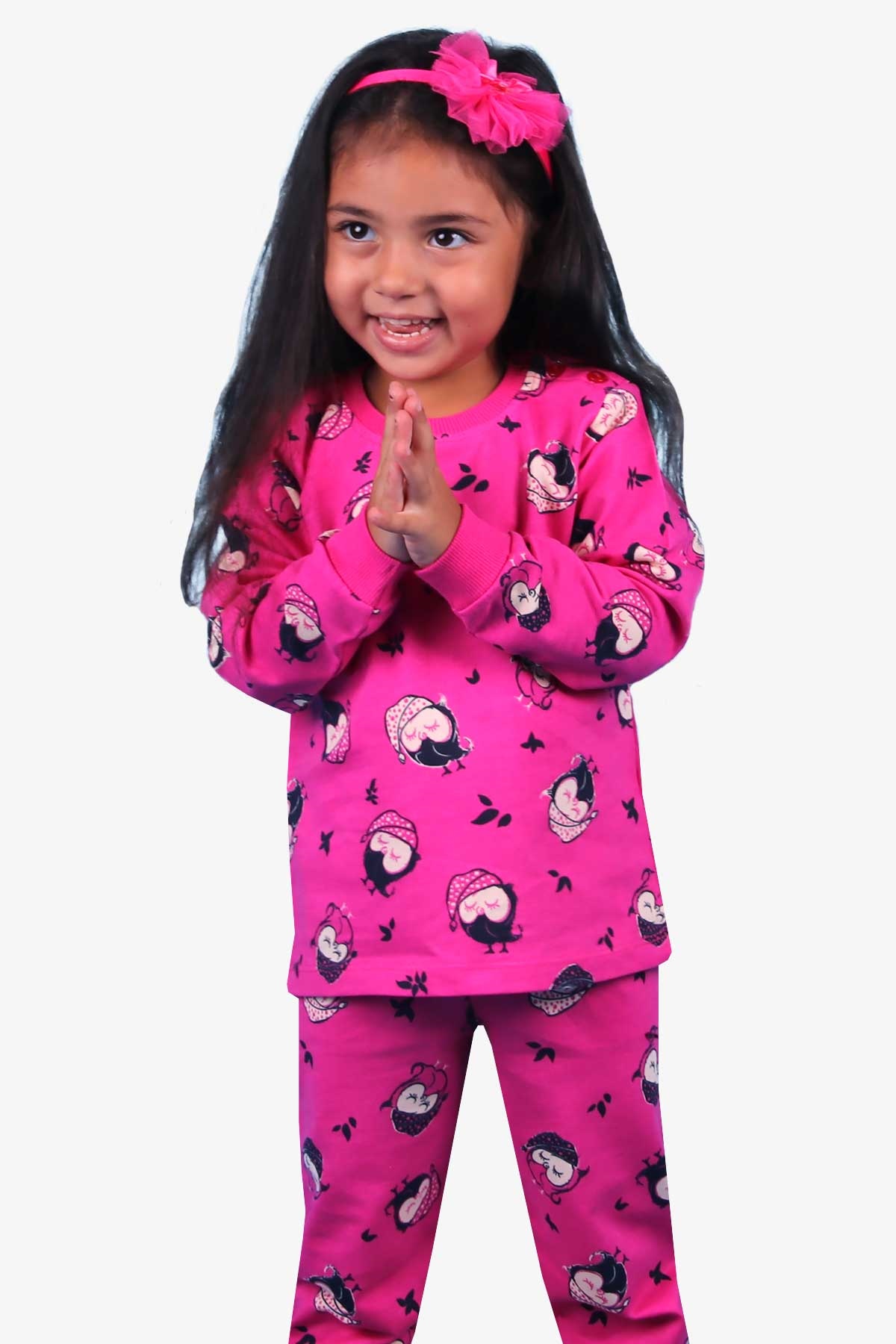 Breeze Kız Bebek Eşofman Takımı Baykuşlu Fuşya (1.5-5 Yaş)