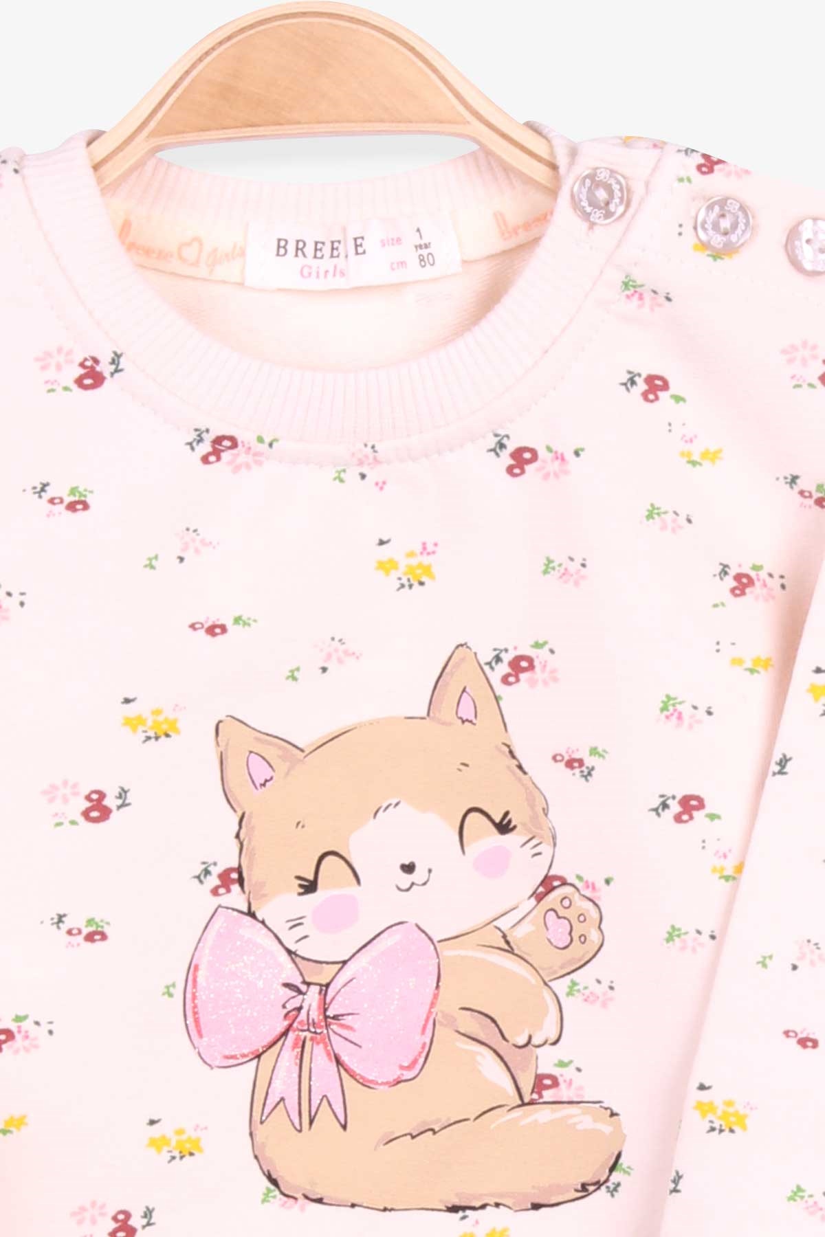 Breeze Kız Bebek Eşofman Takımı Çiçek Desenli Baskılı Krem (6 Ay-1.5 Yaş)