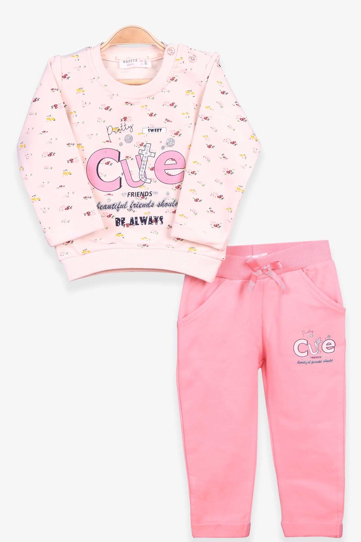Breeze Kız Bebek Eşofman Takımı Çiçekli Krem (6 Ay-2 Yaş)