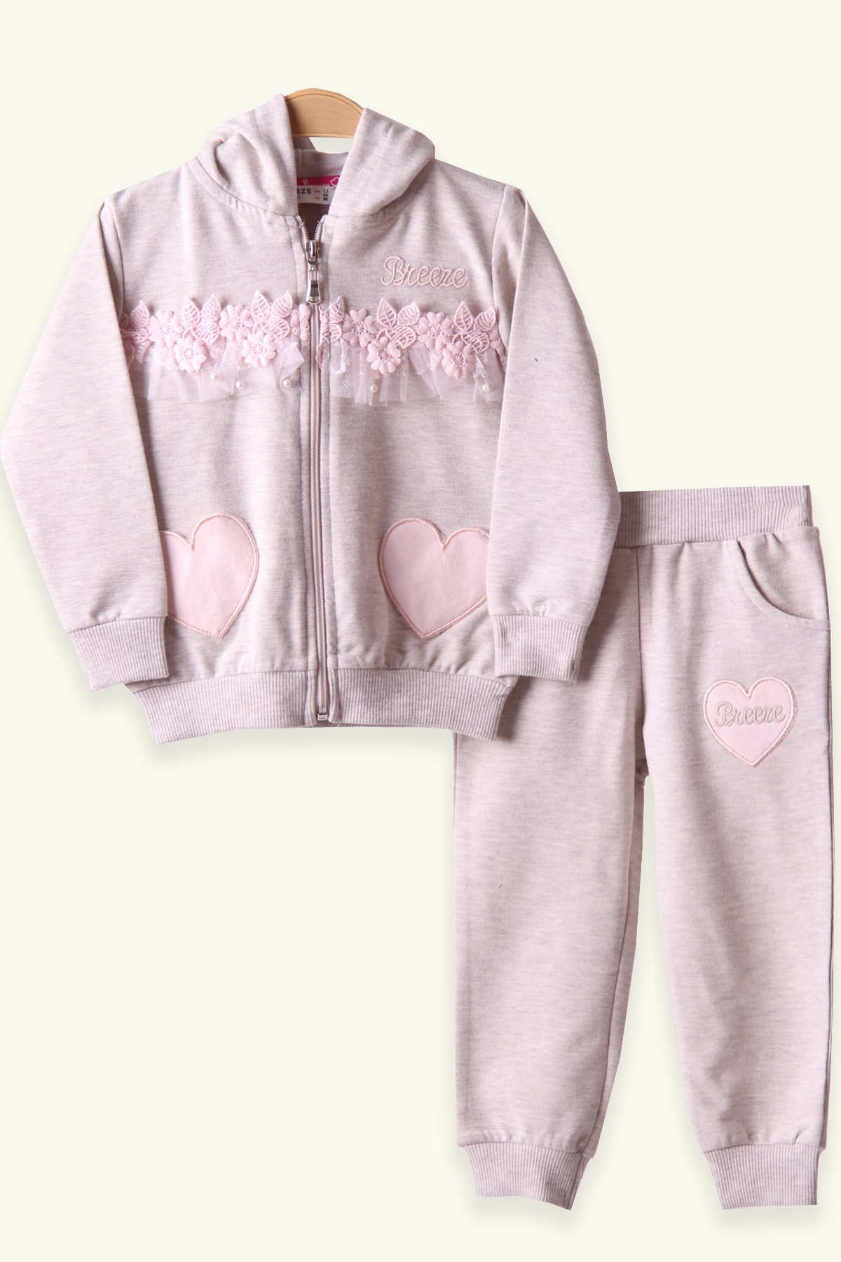 Breeze Kız Bebek Eşofman Takımı Kapüşonlu Bej (1.5 Yaş)