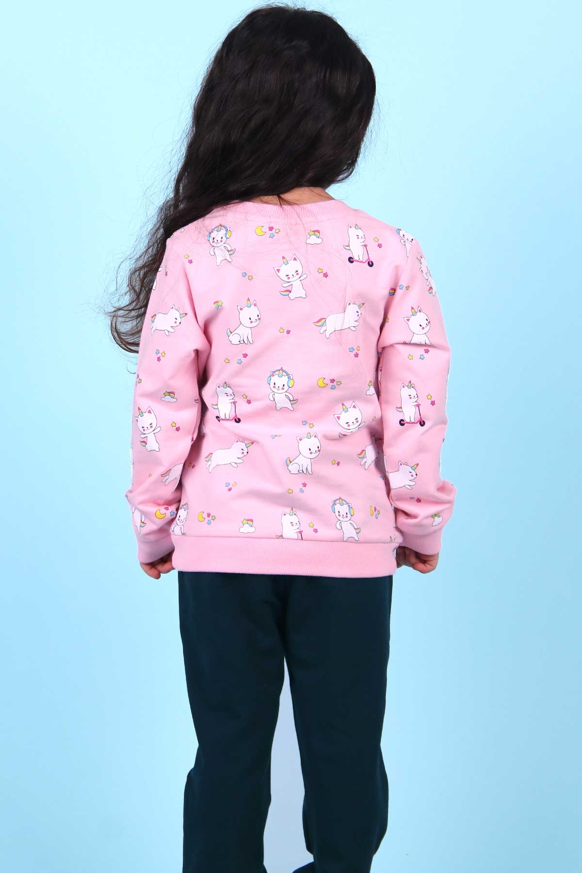 Breeze Kız Bebek Eşofman Takımı Kedicorn Pudra (9 Ay-3 Yaş)