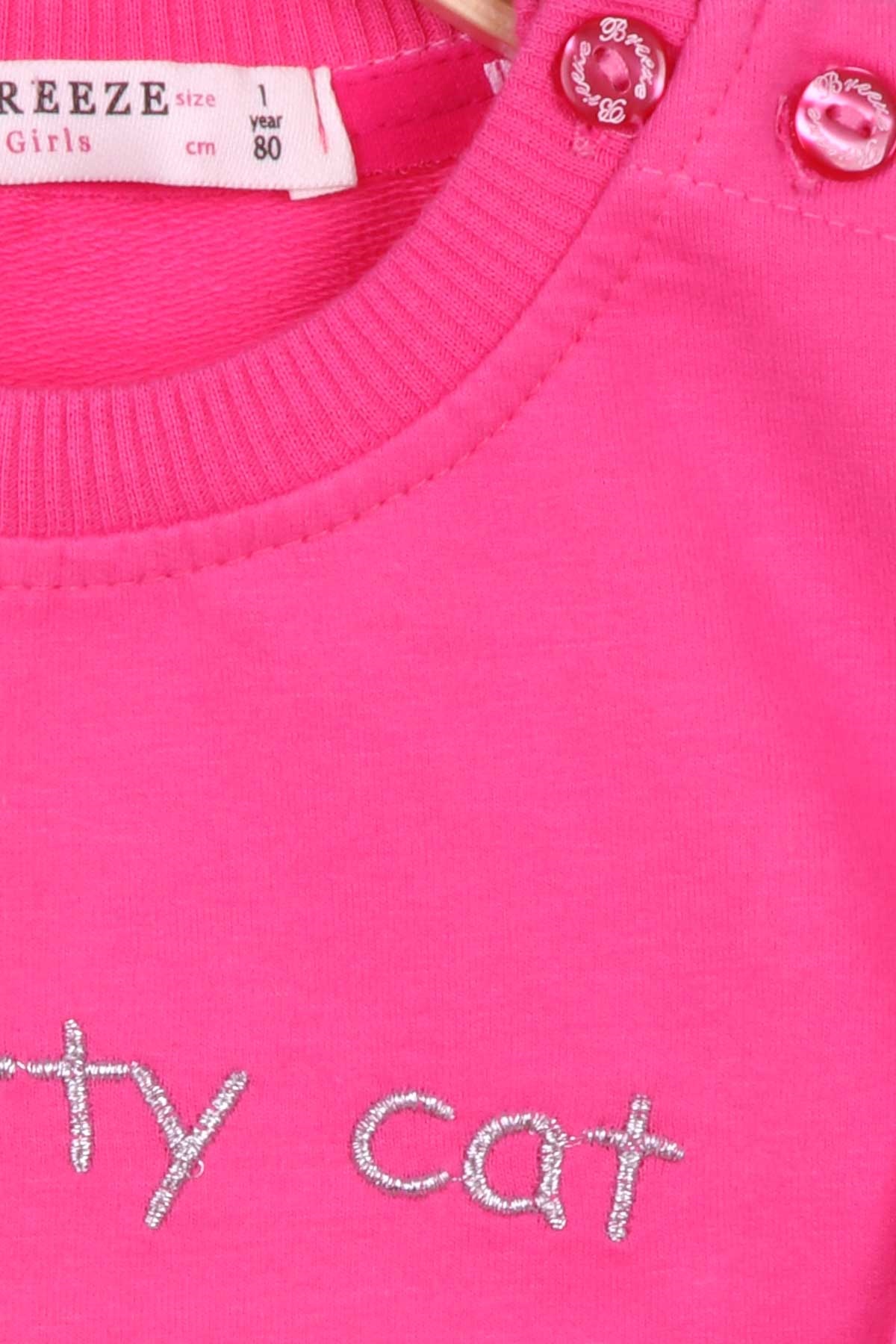 Breeze Kız Bebek Eşofman Takımı Kedili Pembe (9 Ay)