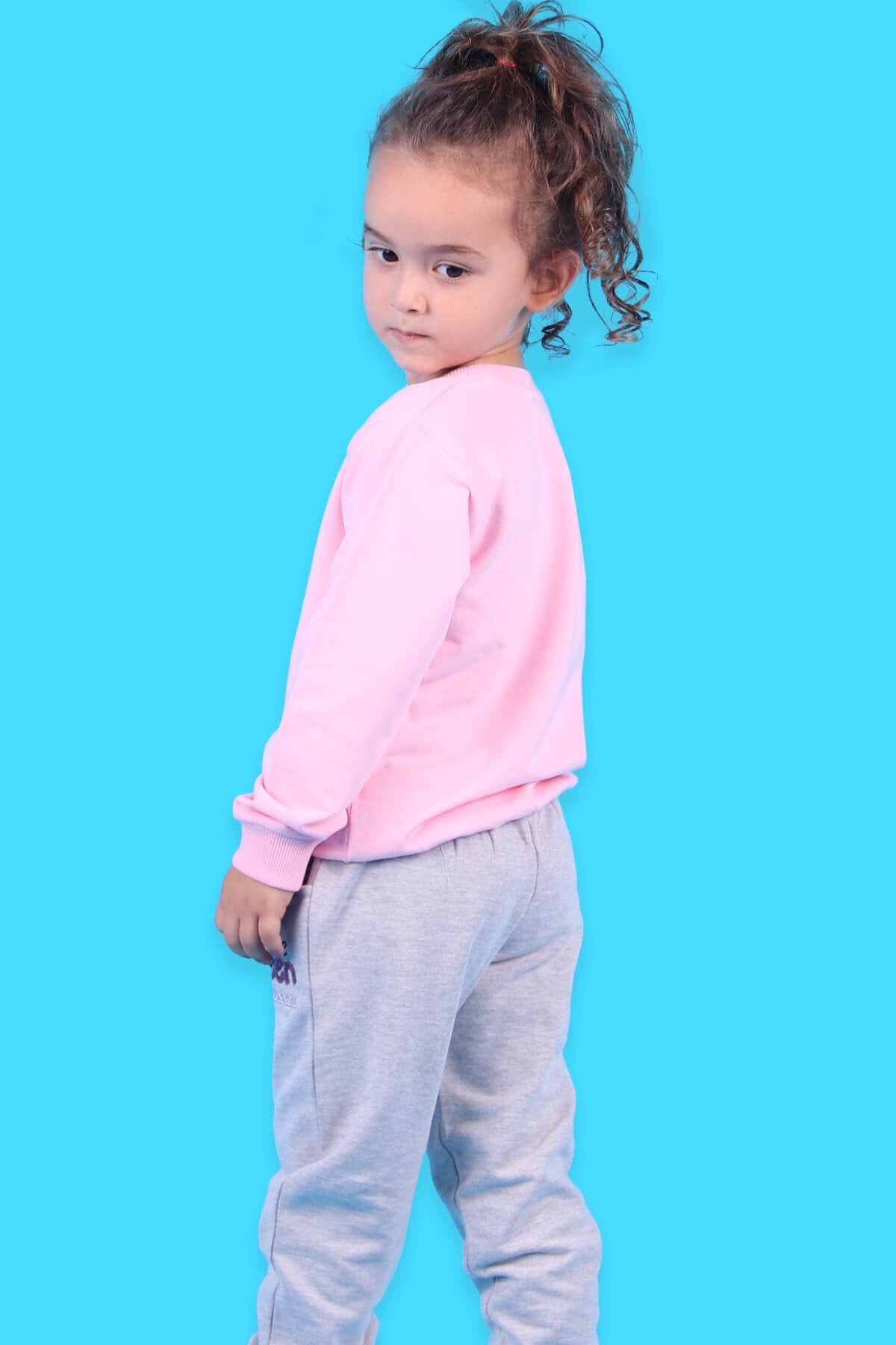 Breeze Kız Bebek Eşofman Takımı Kedili Pullu Pembe (1.5-5 Yaş)