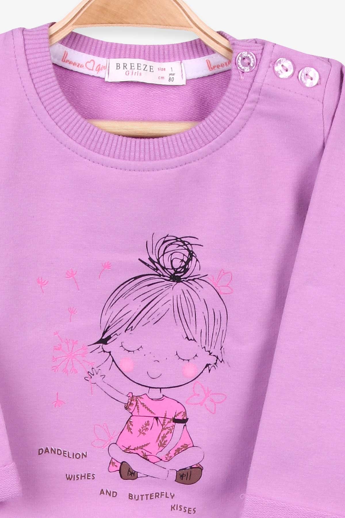 Breeze Kız Bebek Eşofman Takımı Kız Baskılı Eflatun (9 Ay-3 Yaş)