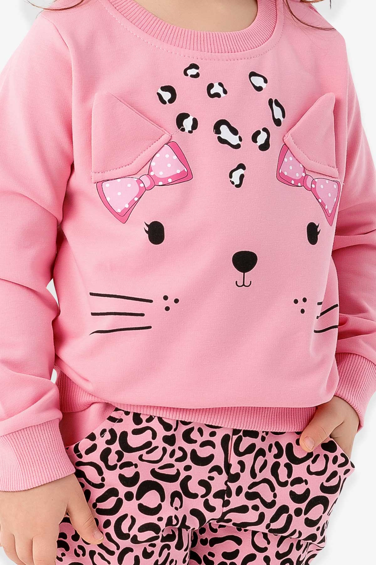 Breeze Kız Bebek Eşofman Takımı Leoparlı Gülkurusu (9 Ay-3 Yaş)