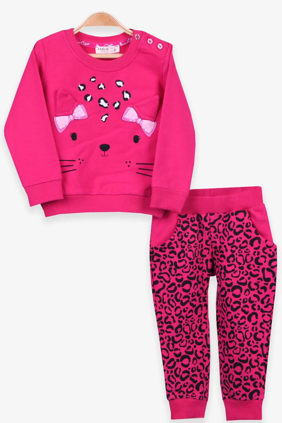 Breeze Kız Bebek Eşofman Takımı Leoparlı Fuşya (9 Ay-3 Yaş)