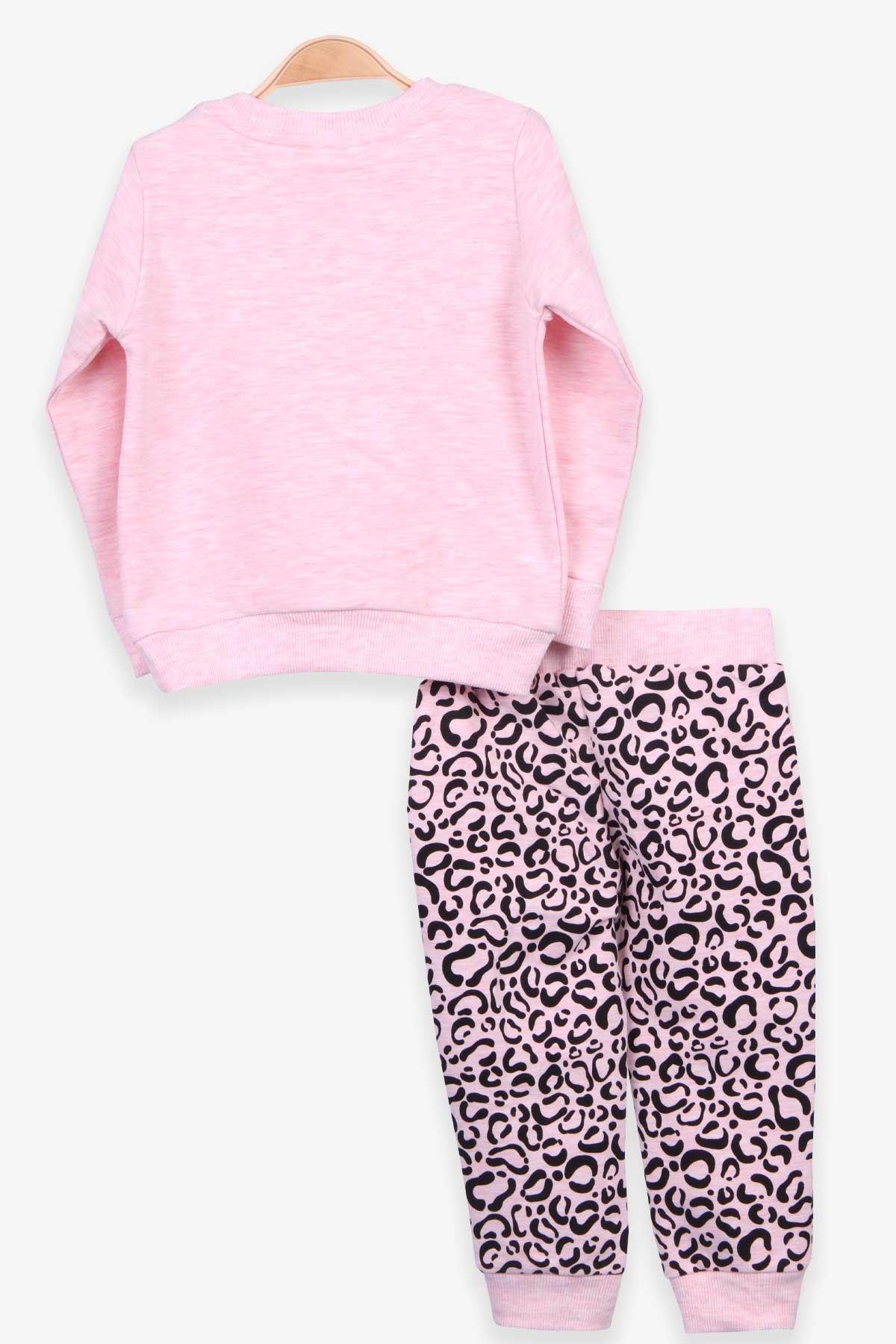 Breeze Kız Bebek Eşofman Takımı Leoparlı Pembe Melanj (9 Ay-3 Yaş)
