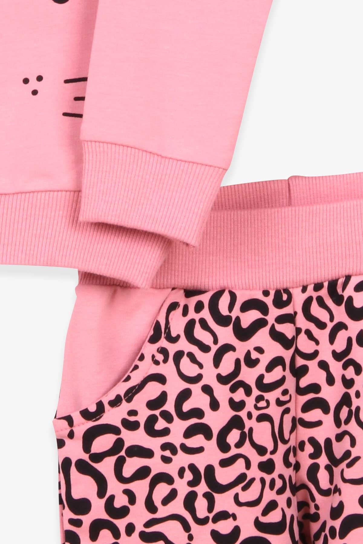 Breeze Kız Bebek Eşofman Takımı Leoparlı Gülkurusu (9 Ay-3 Yaş)