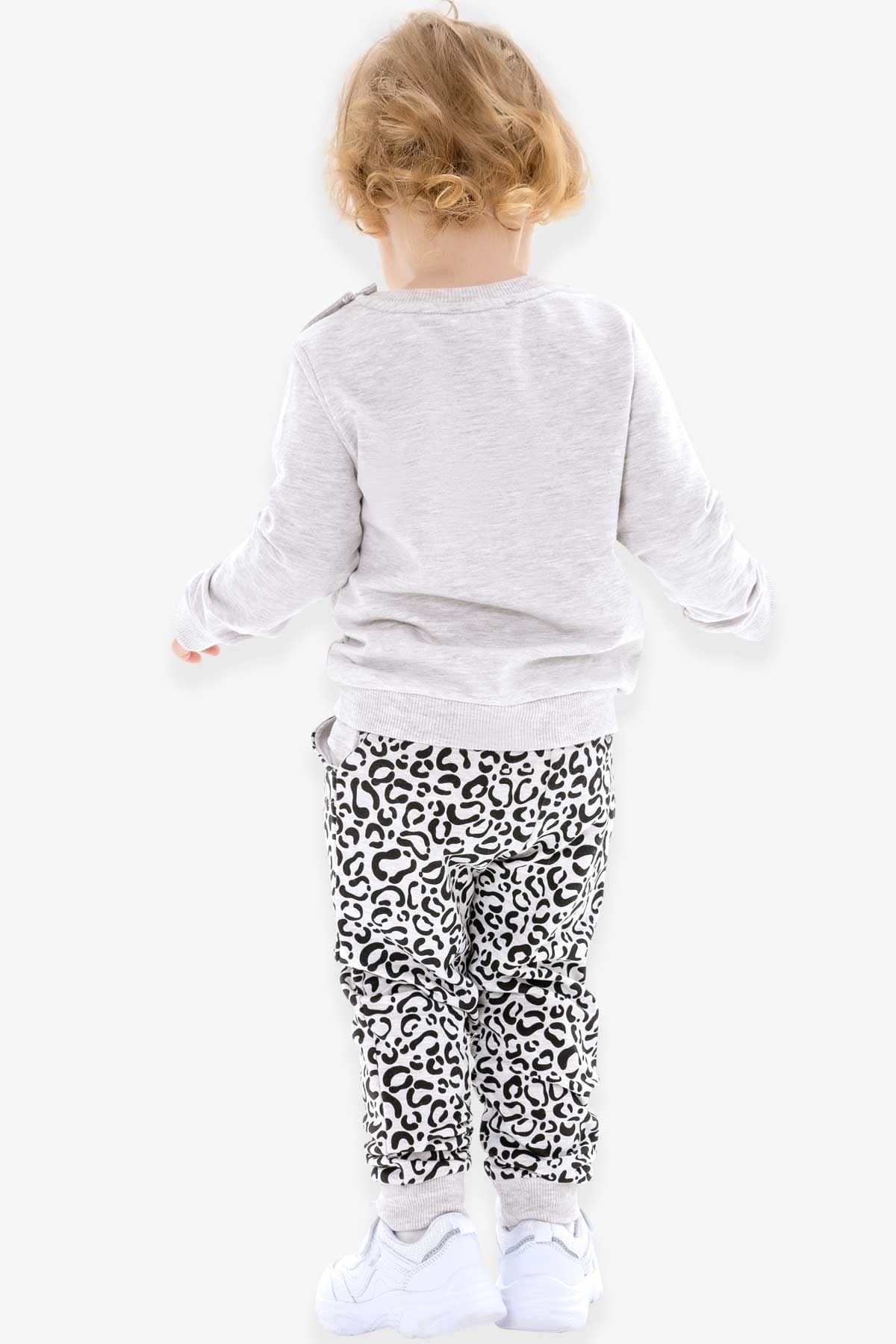 Breeze Kız Bebek Eşofman Takımı Leoparlı Bej Melanj (9 Ay-3 Yaş)