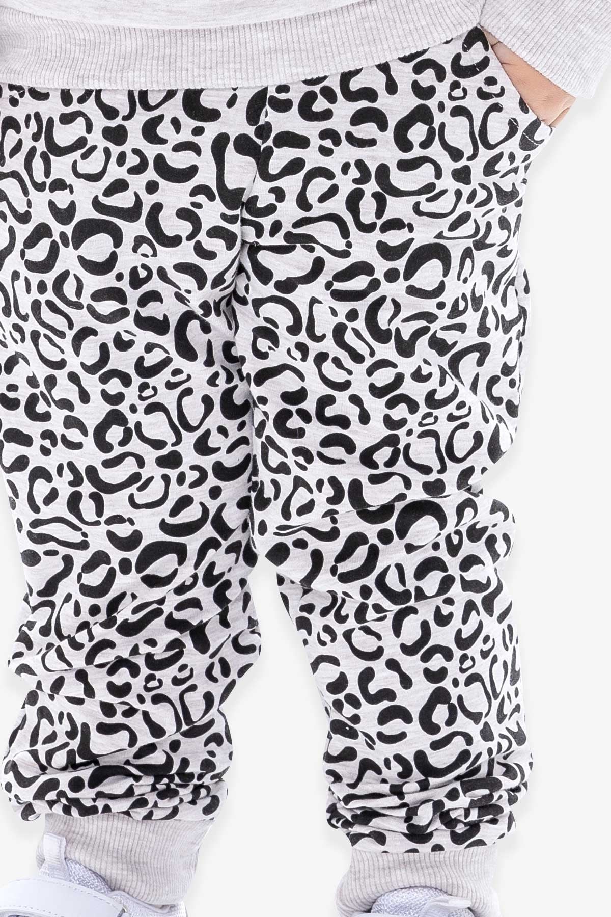 Breeze Kız Bebek Eşofman Takımı Leoparlı Bej Melanj (9 Ay-3 Yaş)