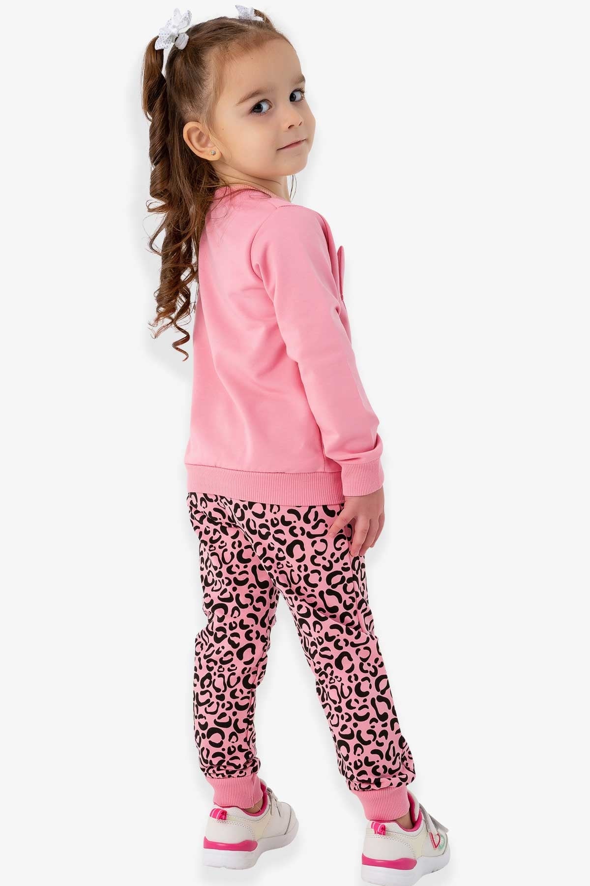 Breeze Kız Bebek Eşofman Takımı Leoparlı Gülkurusu (9 Ay-3 Yaş)