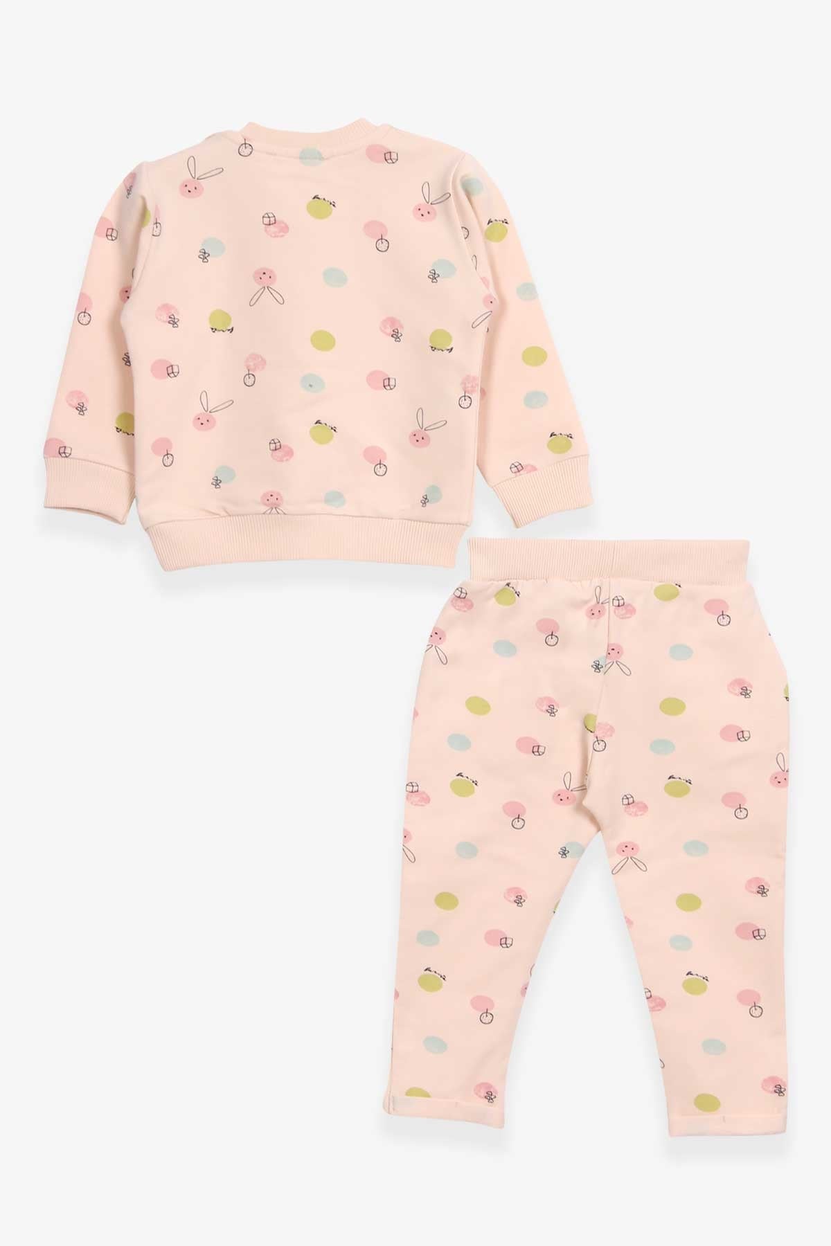 Breeze Kız Bebek Eşofman Takımı Mutlu Tavşancık Desenli Krem (6 Ay-2 Yaş)