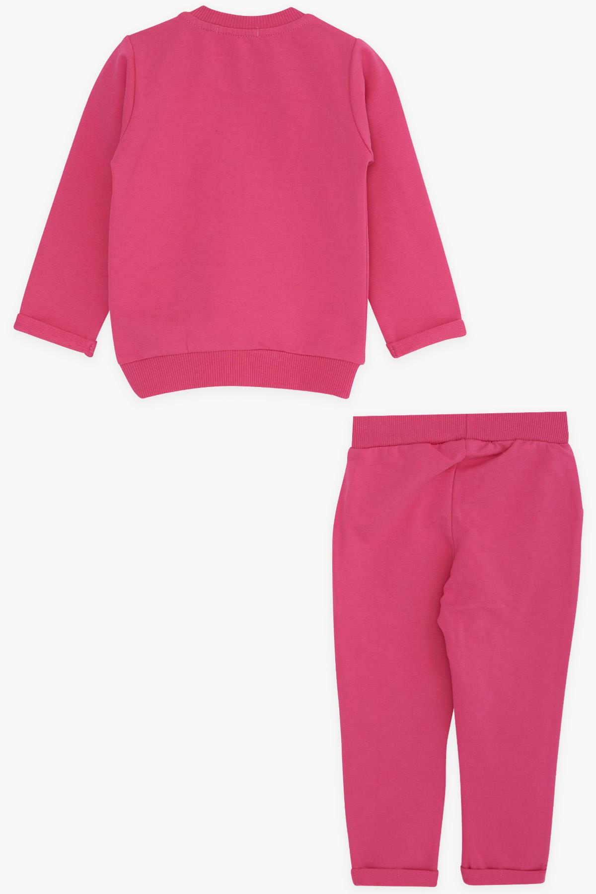 Breeze Kız Bebek Eşofman Takımı Mutlu Ayıcık Baskılı Fuşya (4 Ay-1.5 Yaş)