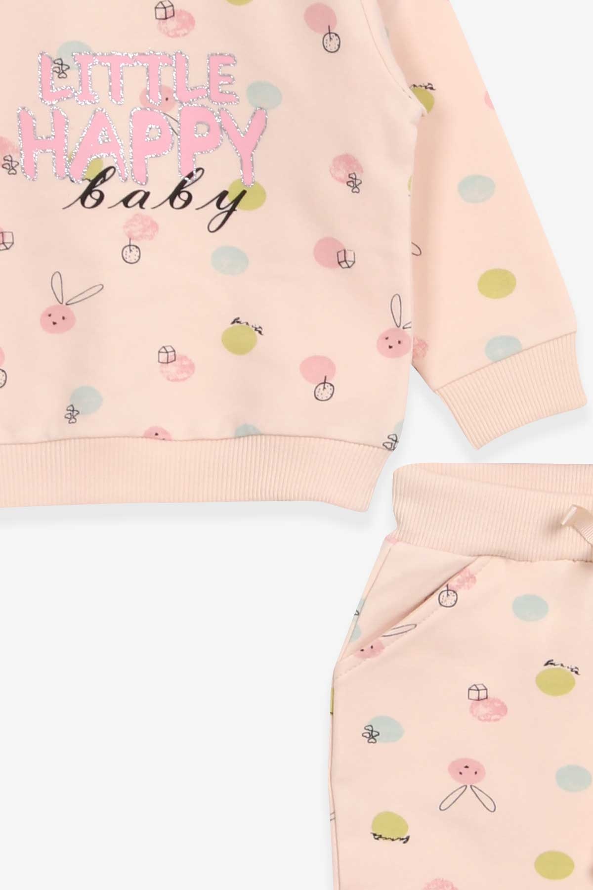 Breeze Kız Bebek Eşofman Takımı Mutlu Tavşancık Desenli Krem (6 Ay-2 Yaş)