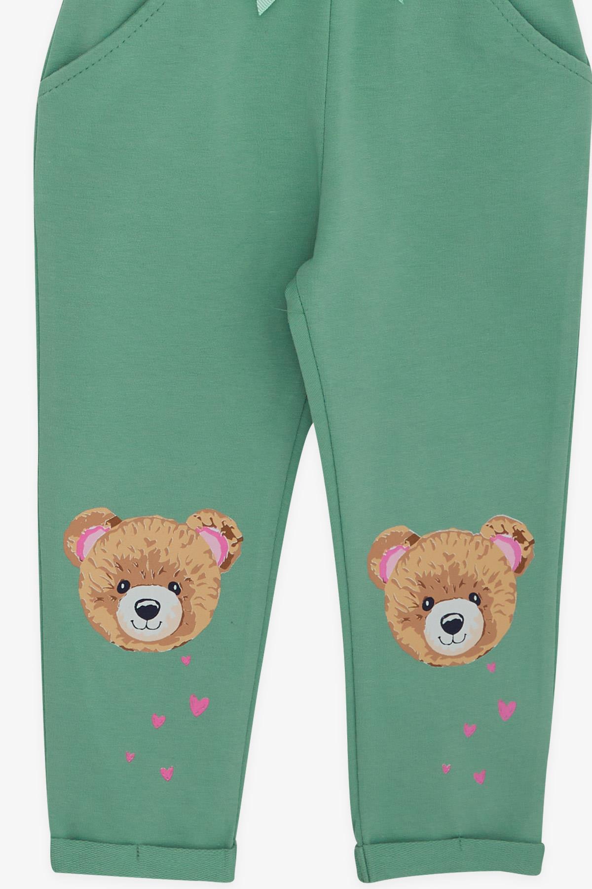 Breeze Kız Bebek Eşofman Takımı Mutlu Ayıcık Baskılı Mint Yeşili (4 Ay-1.5 Yaş)