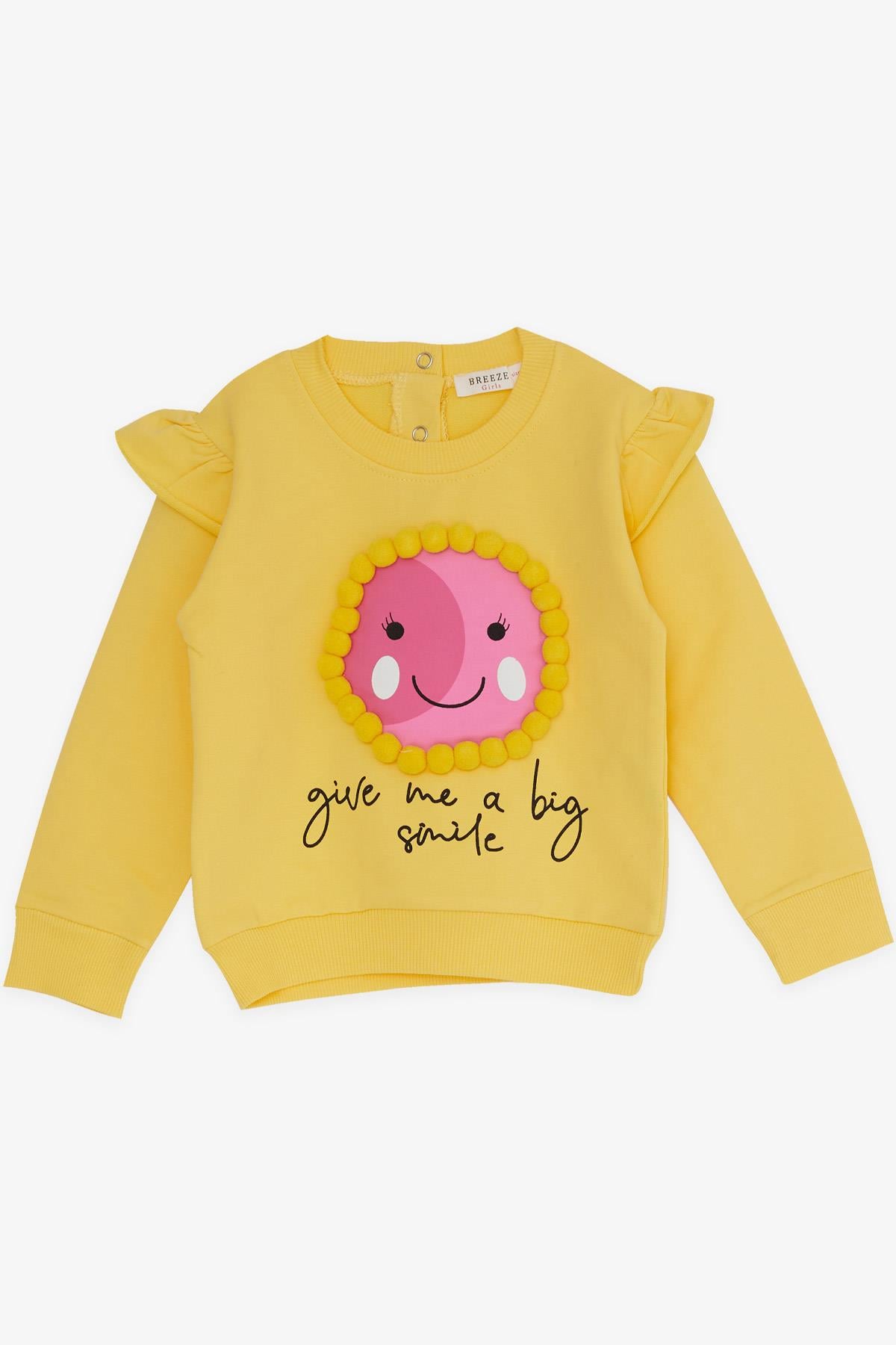 Breeze Kız Bebek Eşofman Takımı Ponponlu Baskılı Sarı (1.5 Yaş)