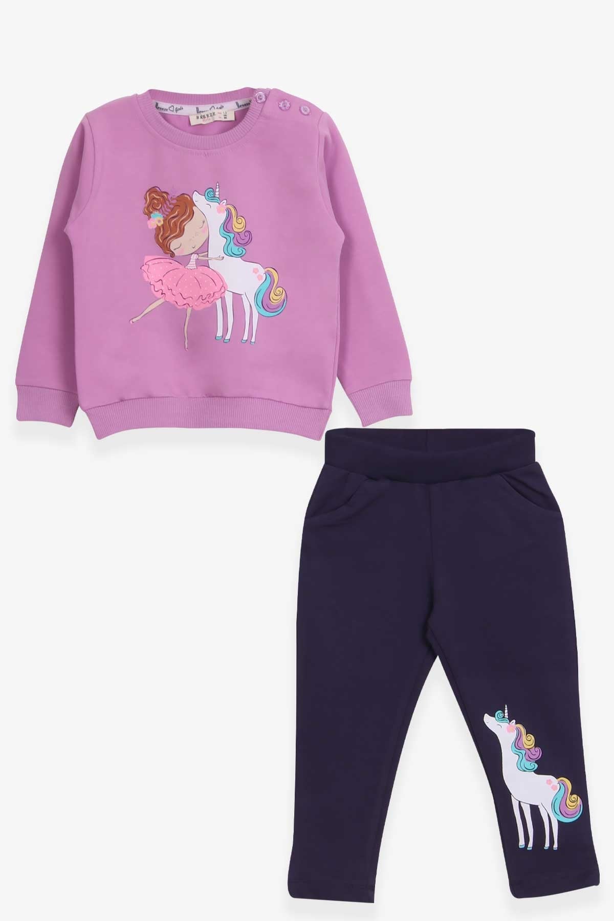 Breeze Kız Bebek Eşofman Takımı Sevimli Dostlar Temalı Eflatun (9 Ay-3 Yaş)