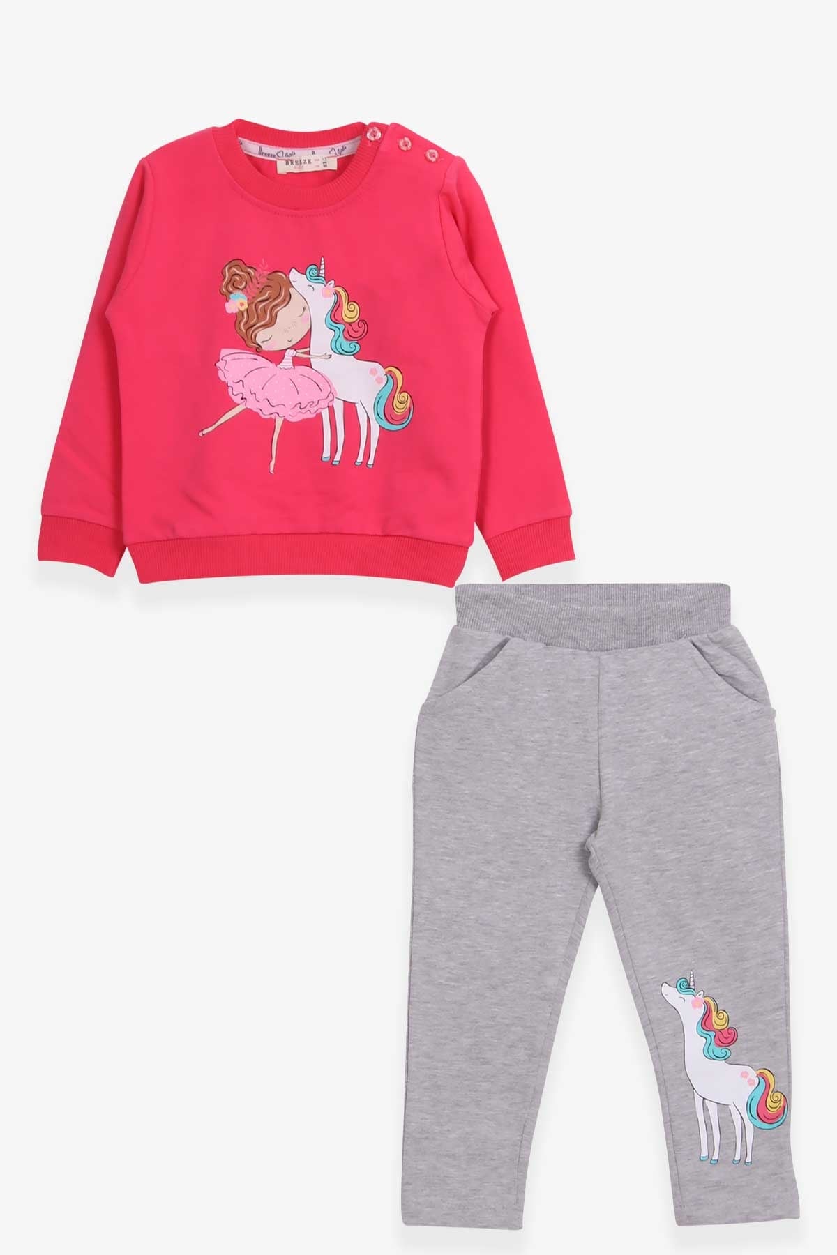 Breeze Kız Bebek Eşofman Takımı Sevimli Dostlar Temalı Pembe (9 Ay-3 Yaş)