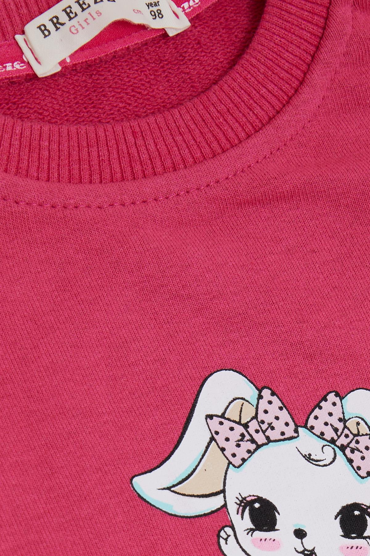 Breeze Kız Bebek Eşofman Takımı Sevimli Tavşancık Baskılı Fuşya (9 Ay-3 Yaş)