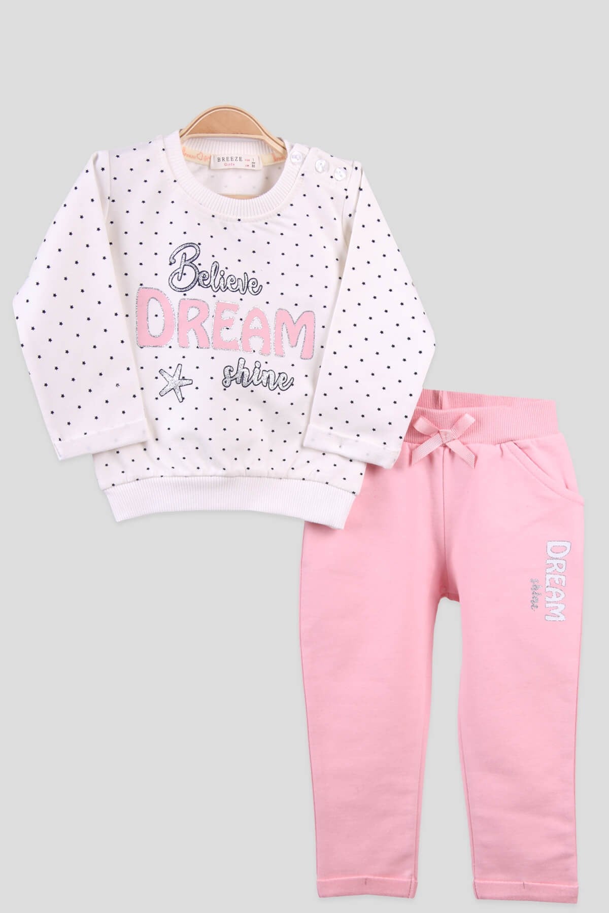 Breeze Kız Bebek Eşofman Takımı Simli Pudra (6 Ay-2 Yaş)