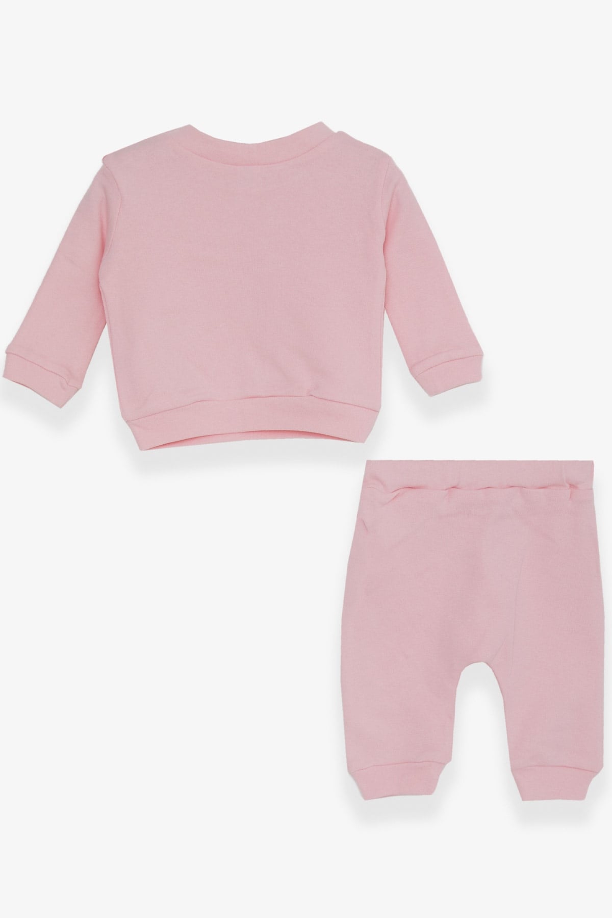 Breeze Kız Bebek Eşofman Takımı Slogan Baskılı Pembe (0-3 Ay-9 Ay)