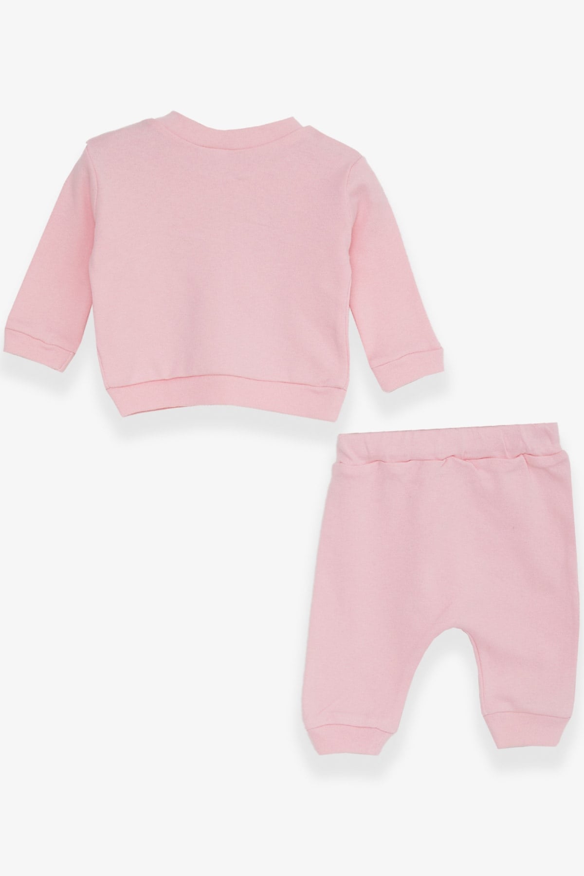 Breeze Kız Bebek Eşofman Takımı Slogan Baskılı Pembe (0-3 Ay-9 Ay)