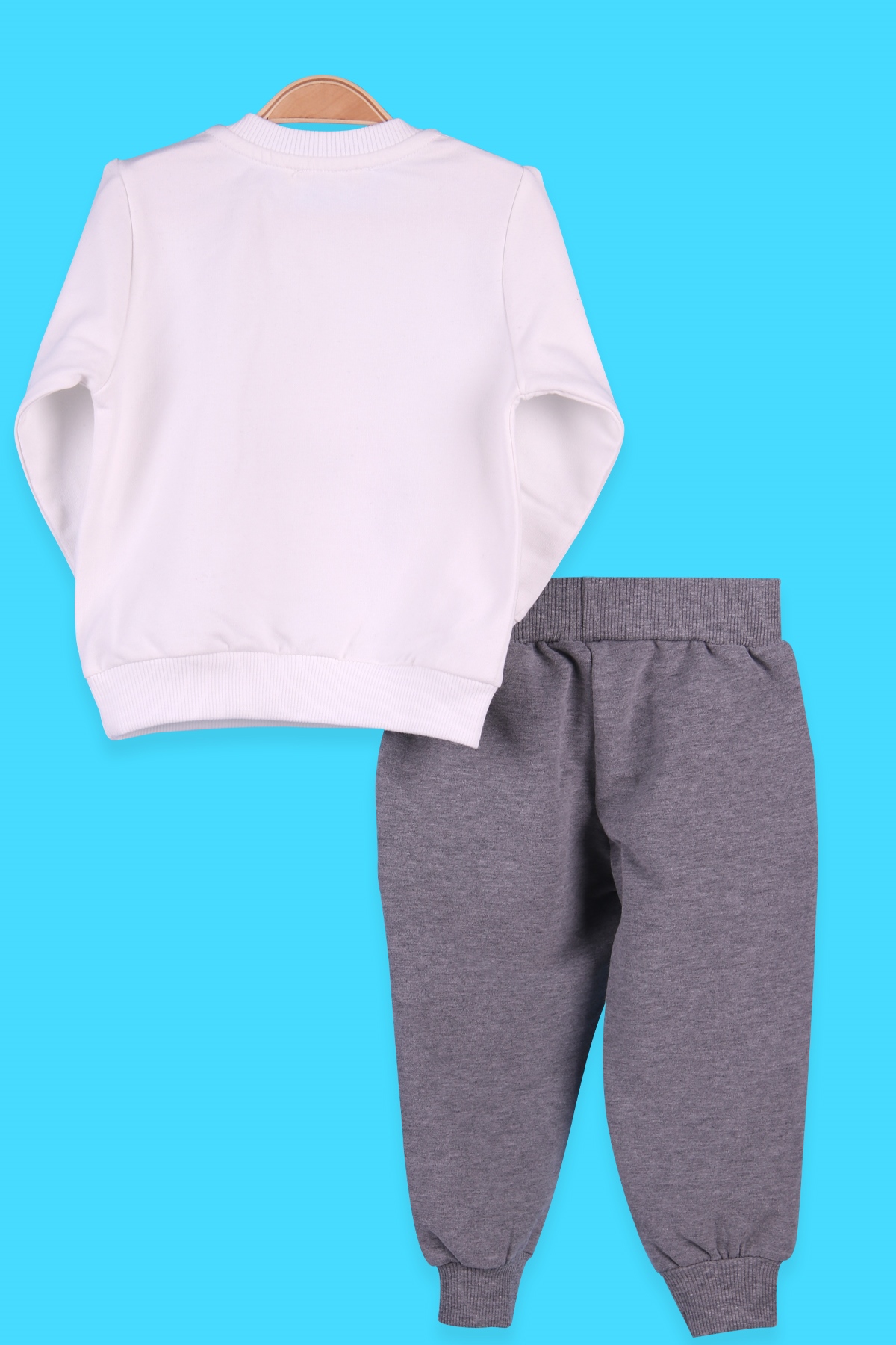 Breeze Kız Bebek Eşofman Takımı Taçlı Kedi Desenli Ekru (9 Ay-3 Yaş)