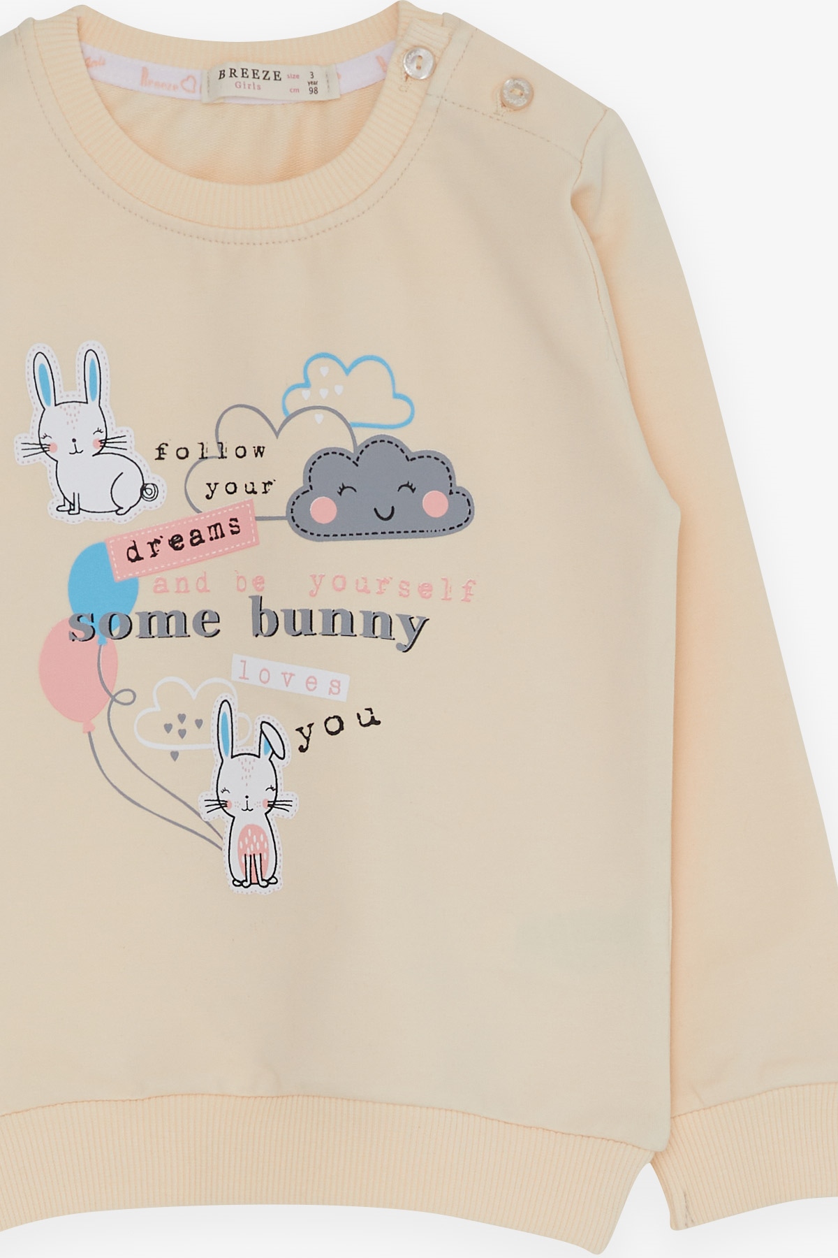 Breeze Kız Bebek Eşofman Takımı Tavşanck Baskılı Krem (9 Ay-3 Yaş)