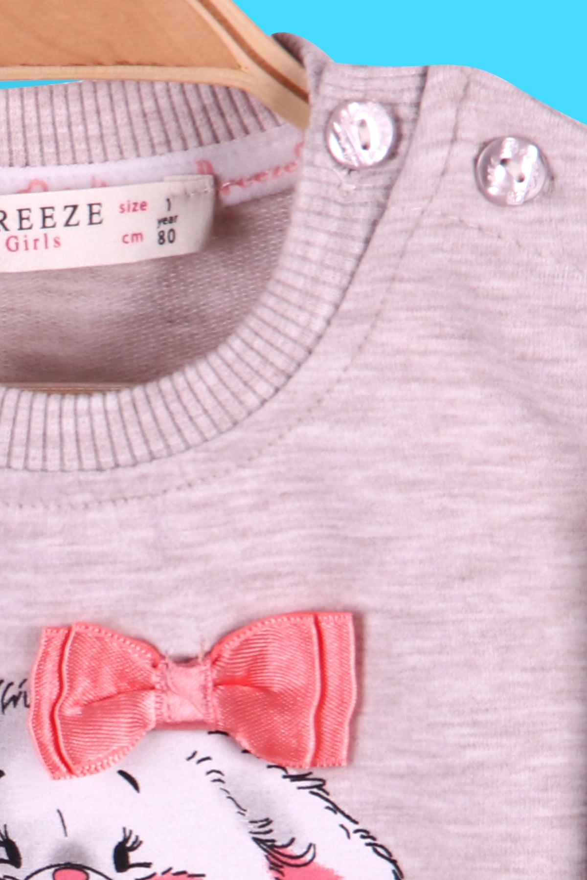 Breeze Kız Bebek Eşofman Takımı Tavşan Baskılı Bej (4 Ay-1.5 Yaş)