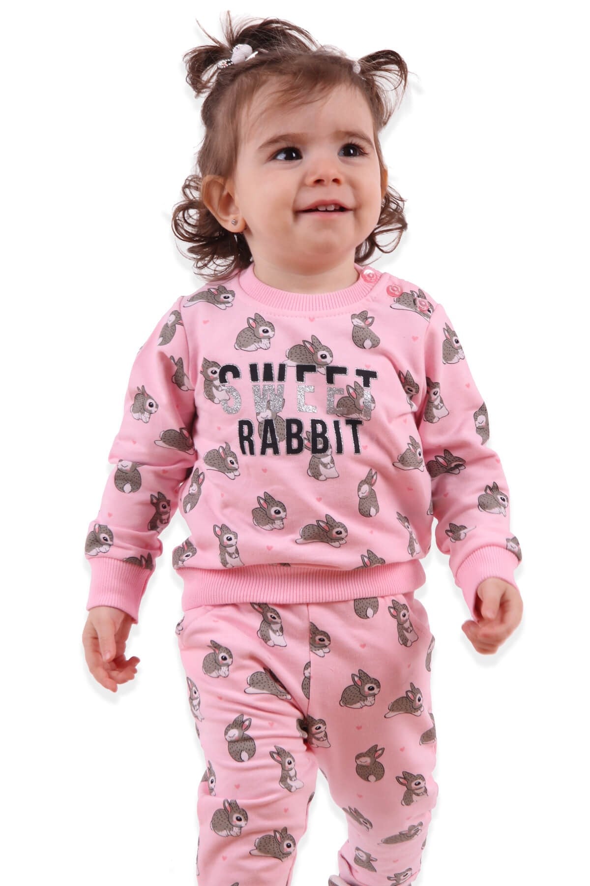 BREEZE Kız Bebek Eşofman Takımı Tavşanlı Pembe (6-24 Ay)