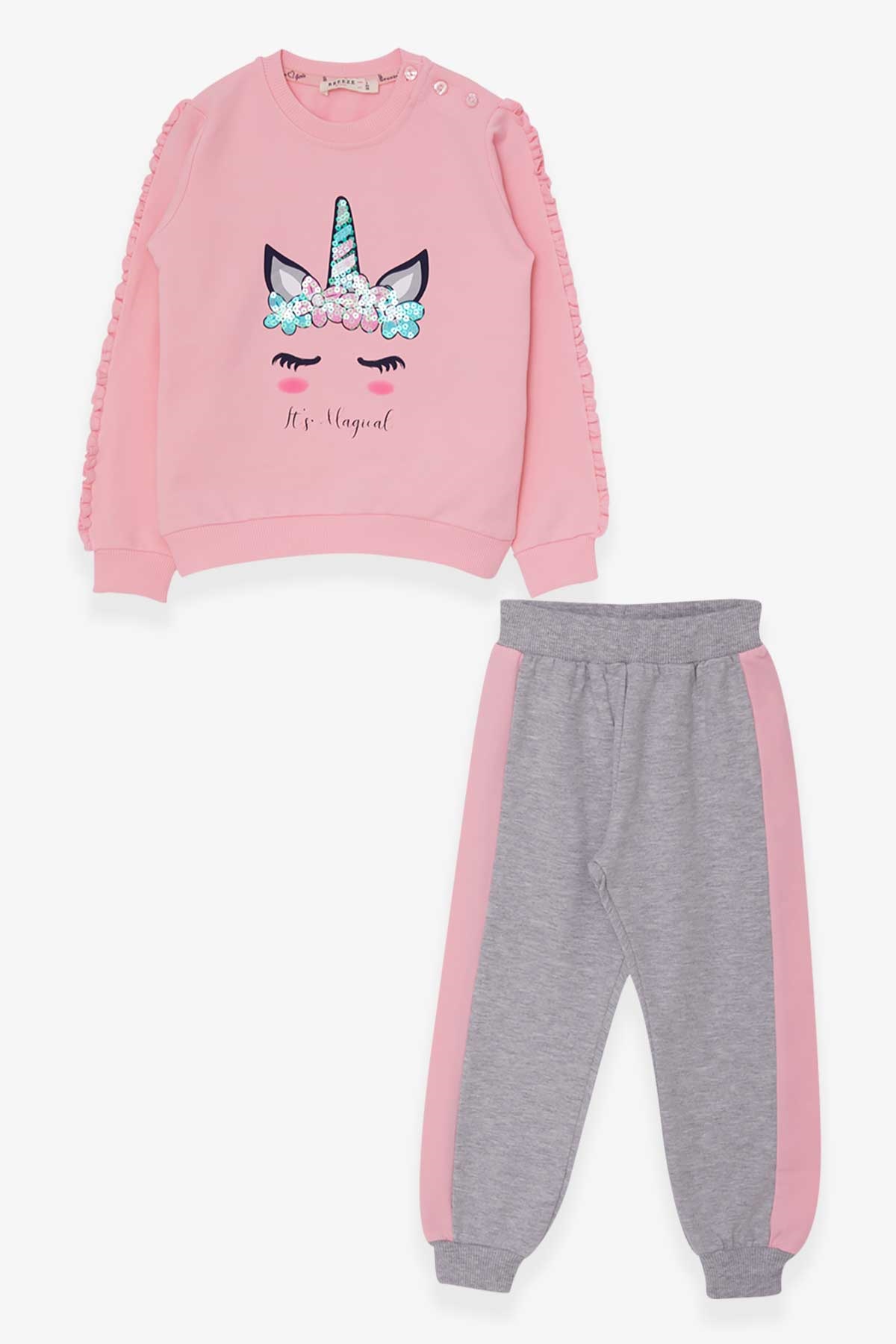 Breeze Kız Bebek Eşofman Takımı Unicorn Pudra (1.5-5 Yaş)