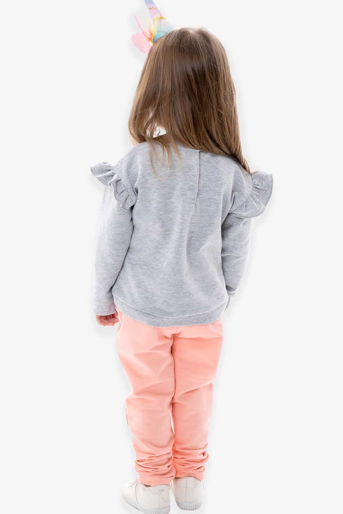 Breeze Kız Bebek Eşofman Takımı Unicorn Gri Melanj (9 Ay-3 Yaş)