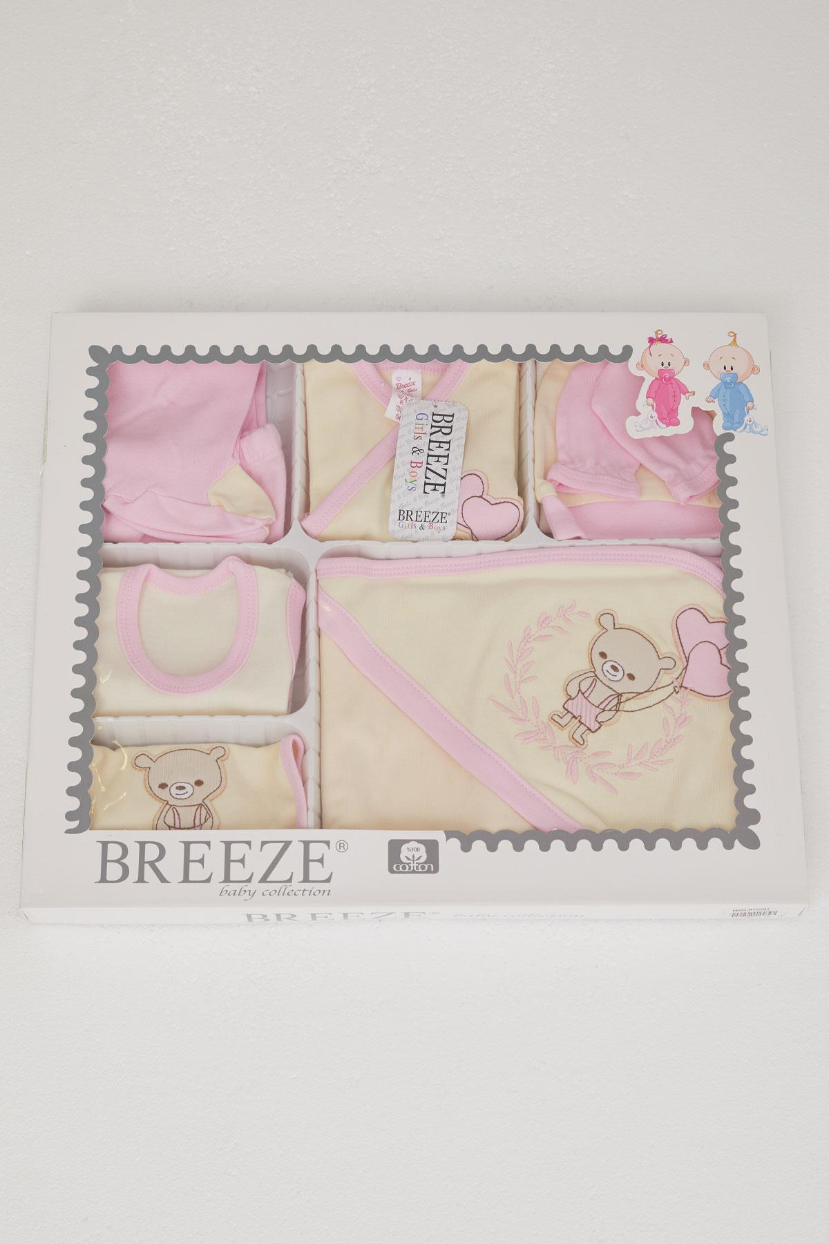 Breeze Kız Bebek Hastane Çıkışı 10 lu Sevgi Temalı Ayıcık Nakışlı Krem (0-3 Ay)