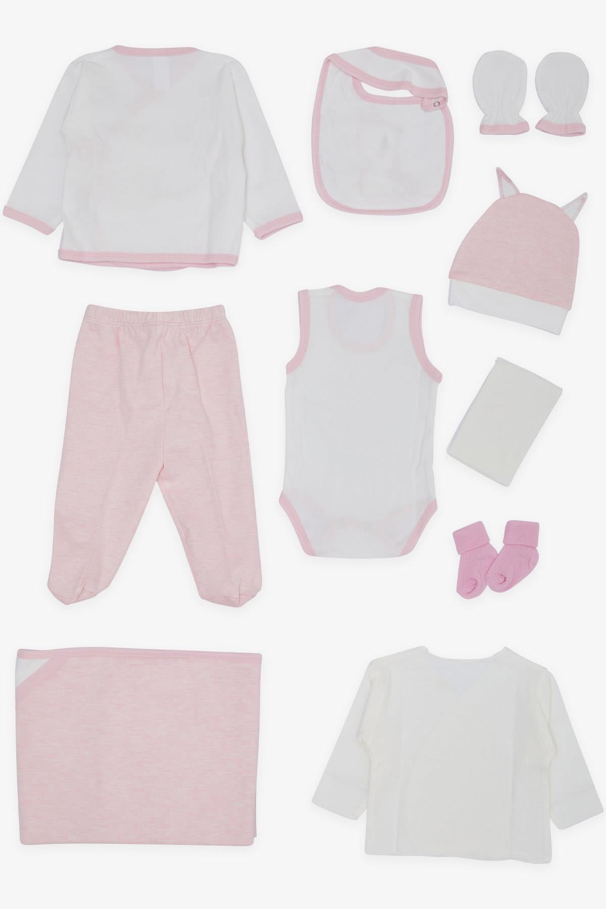 Breeze Kız Bebek Hastane Çıkışı 10 lu Tavşan Nakışlı Pembe (0-3 Ay)