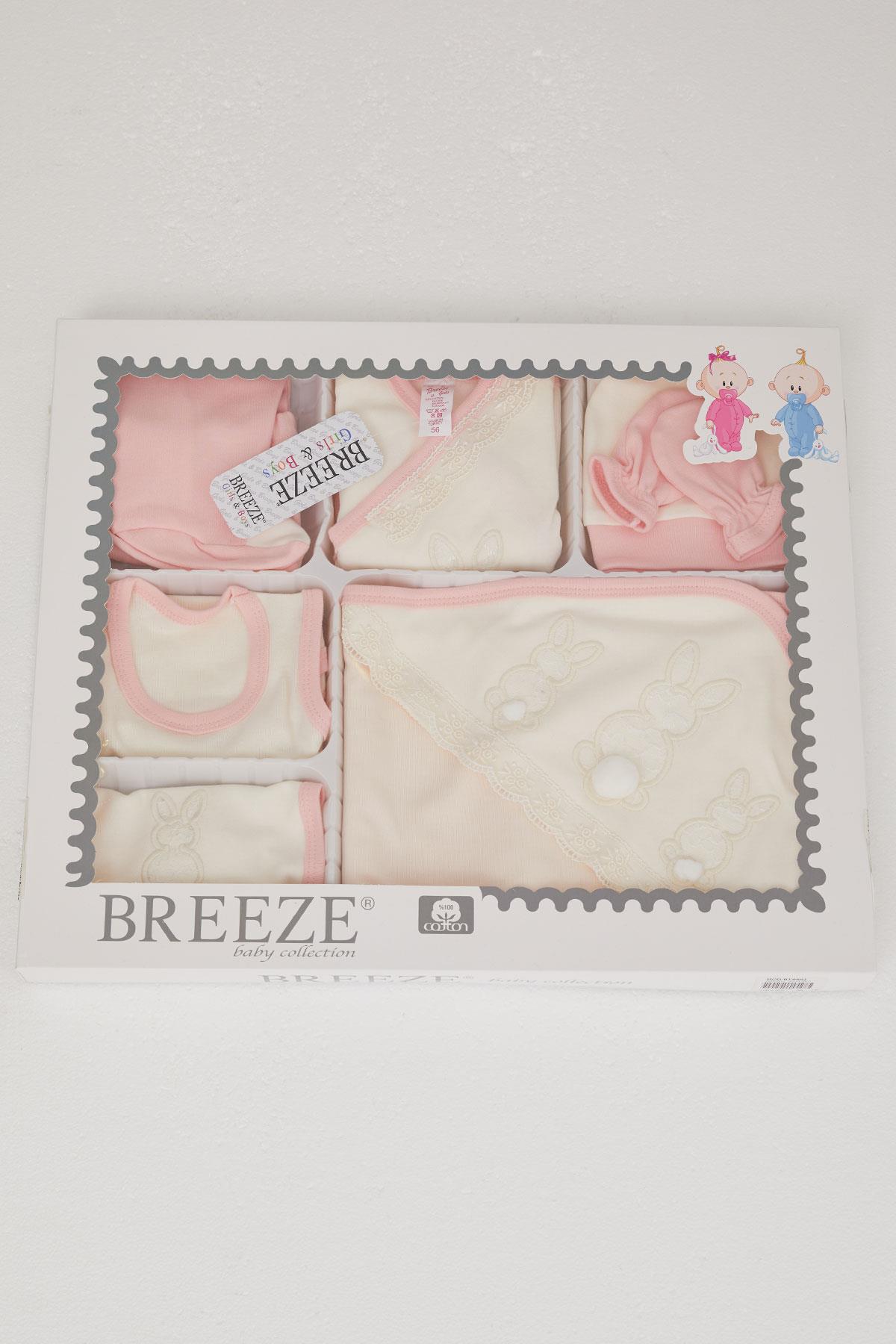 Breeze Kız Bebek Hastane Çıkışı 10 lu Tavşan Nakışlı Ponponlu Krem (0-3 Ay)