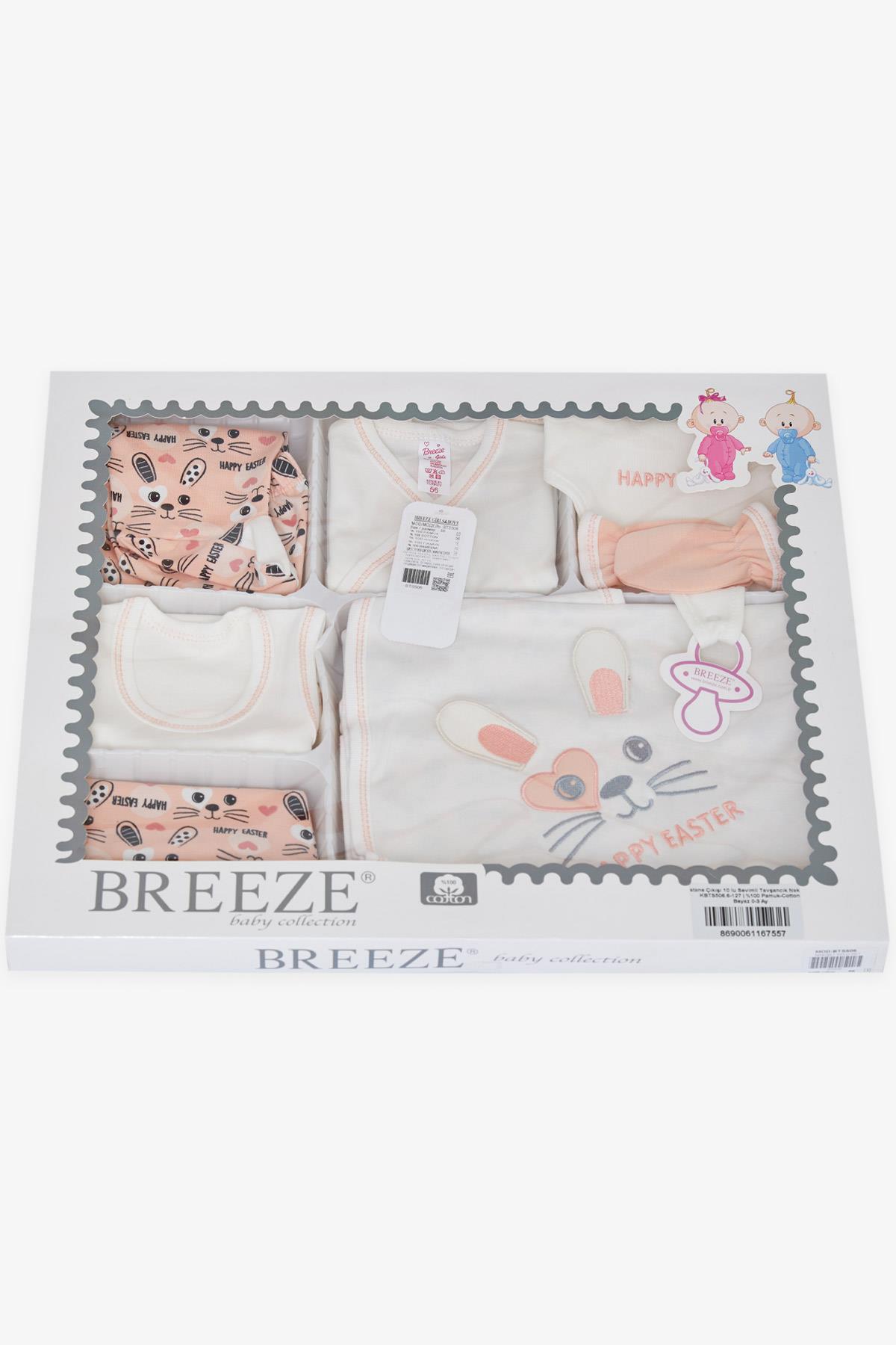 Breeze Kız Bebek Hastane Çıkışı 10 lu Sevimli Tavşancık Nakışlı Beyaz (0-3 Ay)