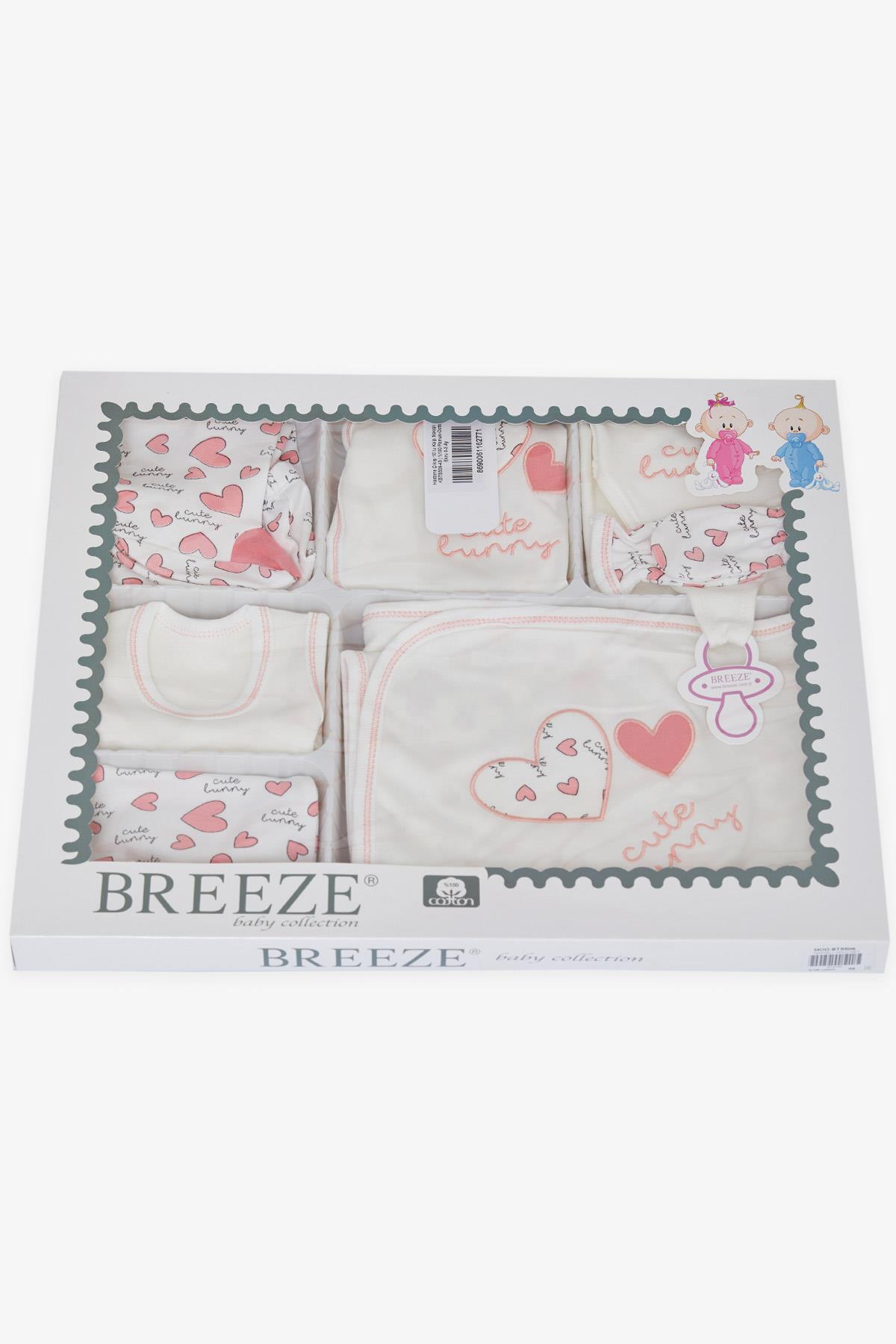 Breeze Kız Bebek Hastane Çıkışı 10 lu Kalp Nakışlı Ekru (0-3 Ay)