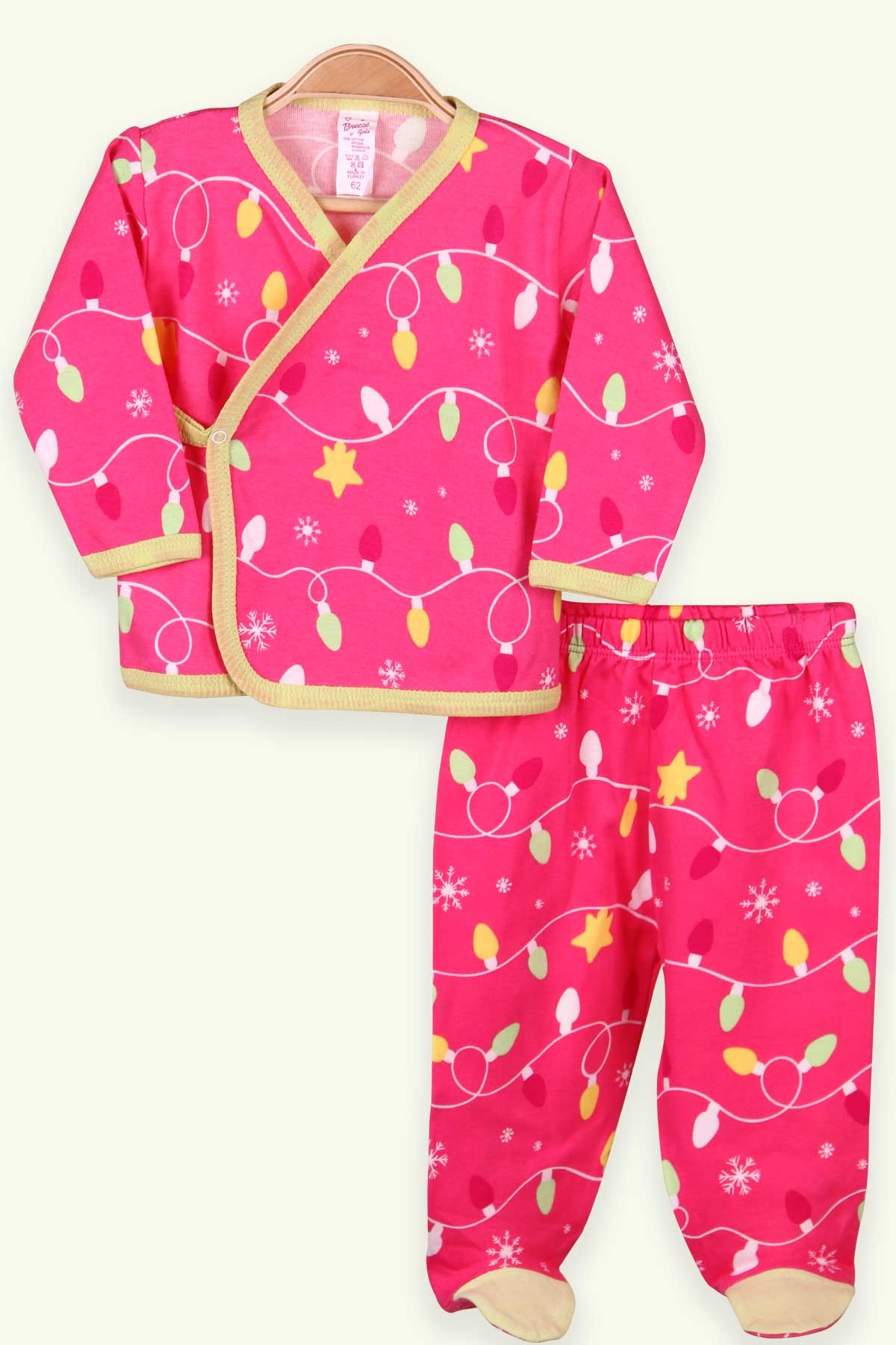 Breeze Kız Bebek Hastane Çıkışı 3 lü Desenli Pembe (0-3 Ay-4 Ay)