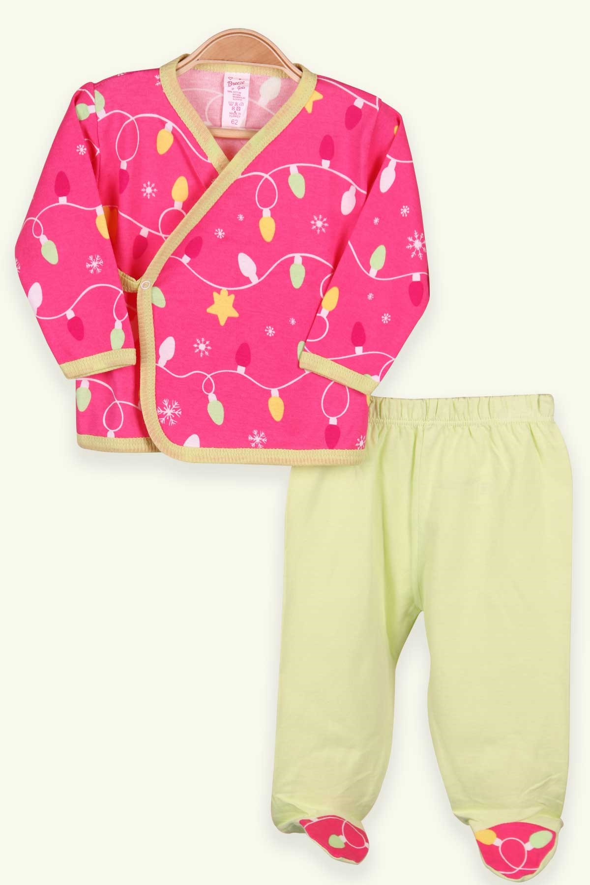 Breeze Kız Bebek Hastane Çıkışı 3 lü Desenli Pembe (0-3 Ay-4 Ay)