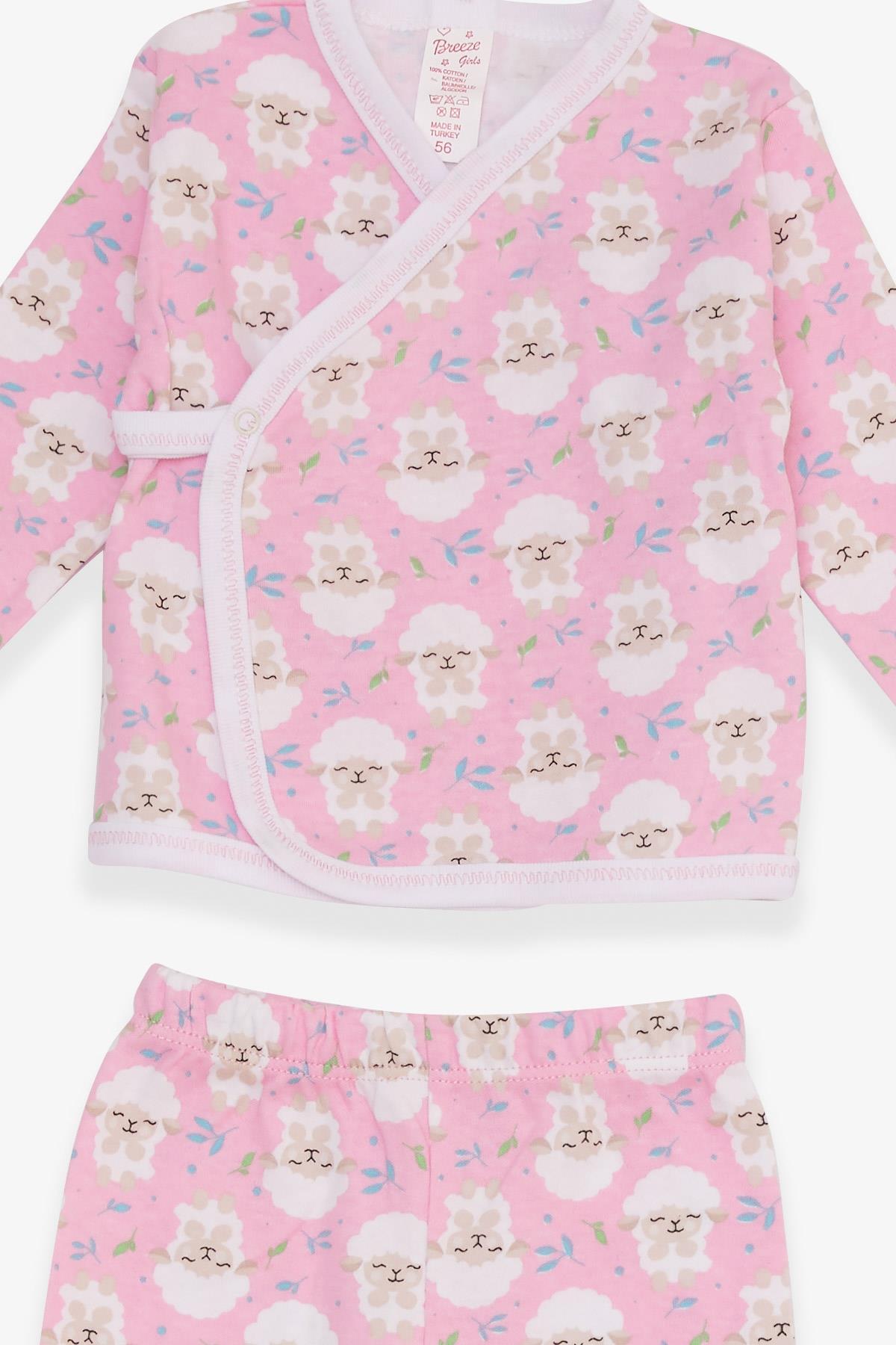 Breeze Kız Bebek Hastane Çıkışı 3 lü Kuzucuk Desenli Pembe (0-3 Ay-4 Ay)