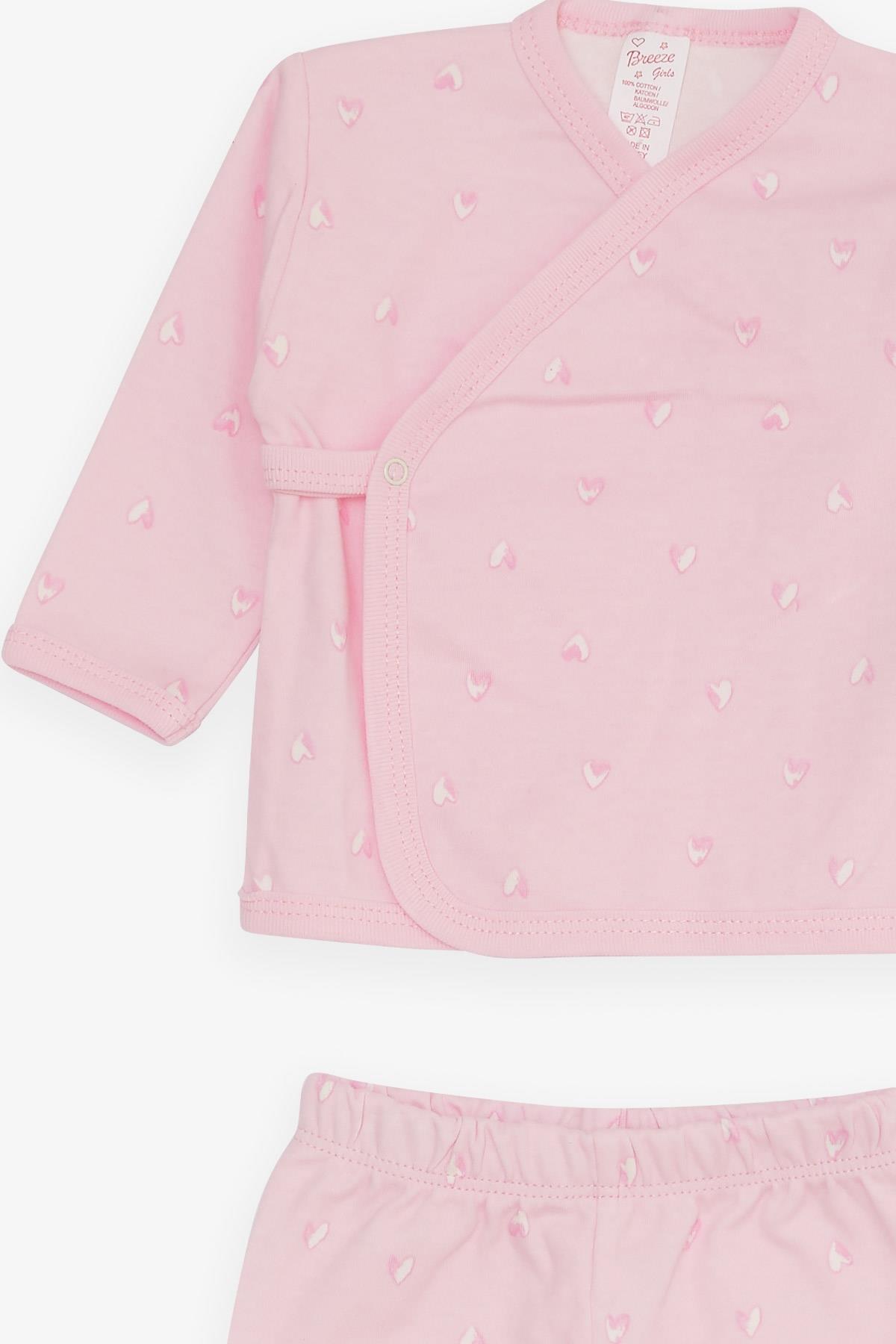 Breeze Kız Bebek Hastane Çıkışı 3 lü Kalp Desenli Pembe (0-3 Ay-4 Ay)