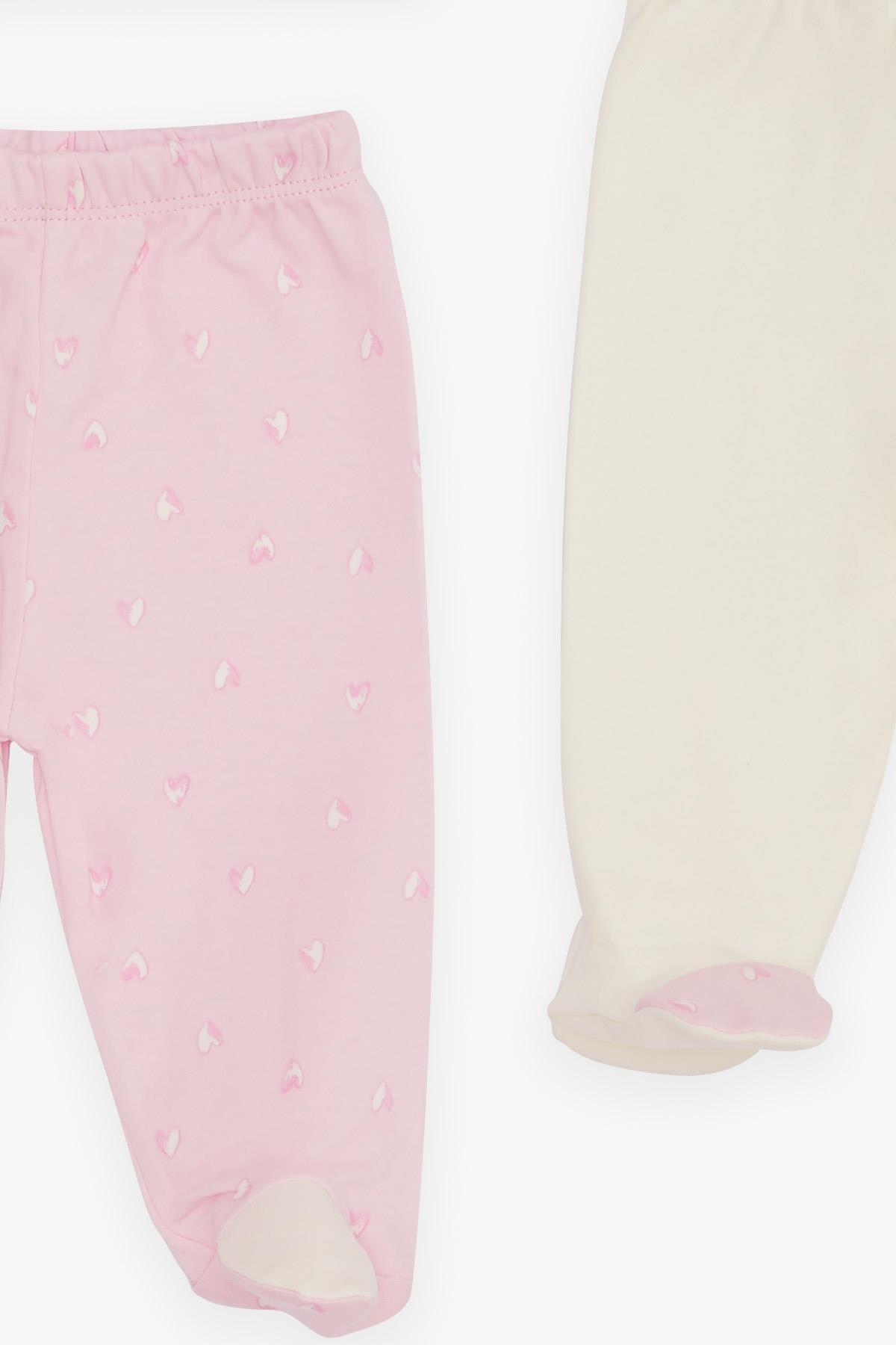 Breeze Kız Bebek Hastane Çıkışı 3 lü Kalp Desenli Pembe (0-3 Ay-4 Ay)