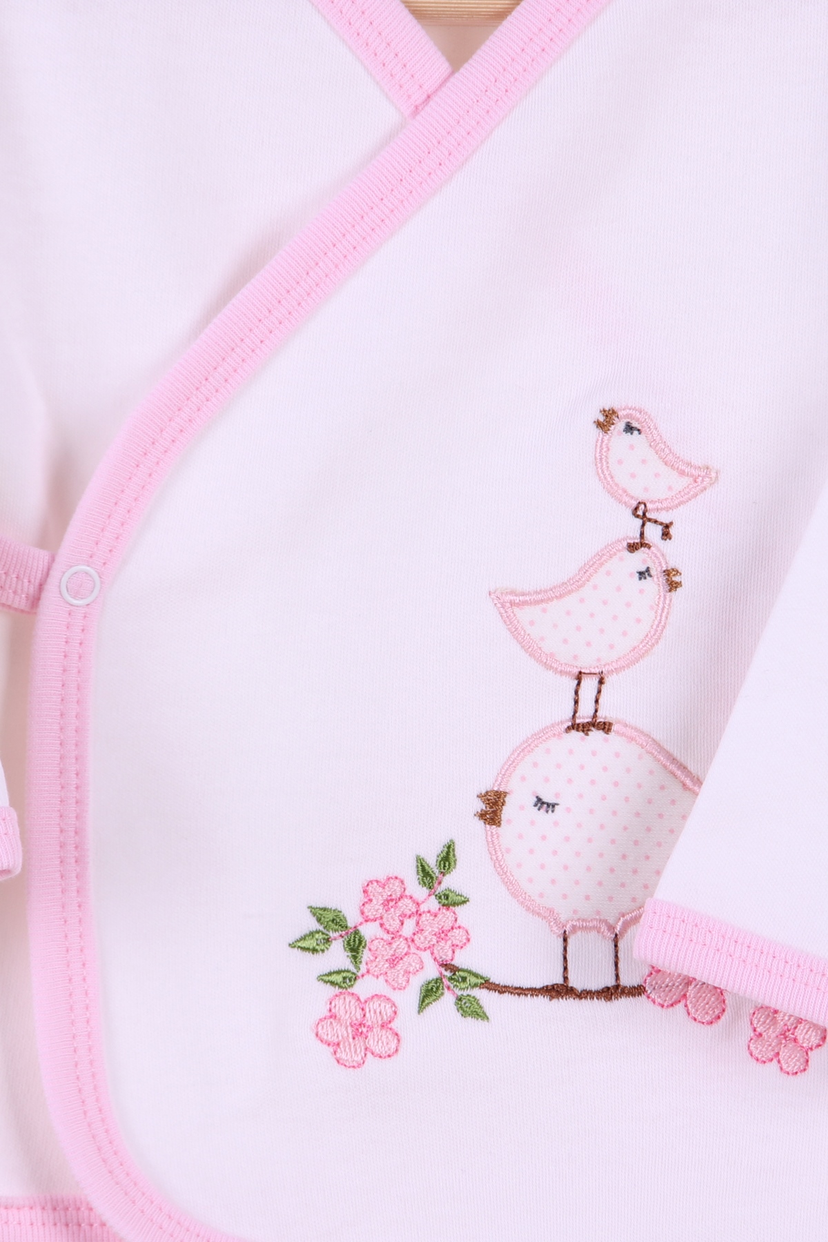 Breeze Kız Bebek Hastane Çıkışı 3 lü Kuş Nakışlı Pembe (0-3 Ay-4 Ay)