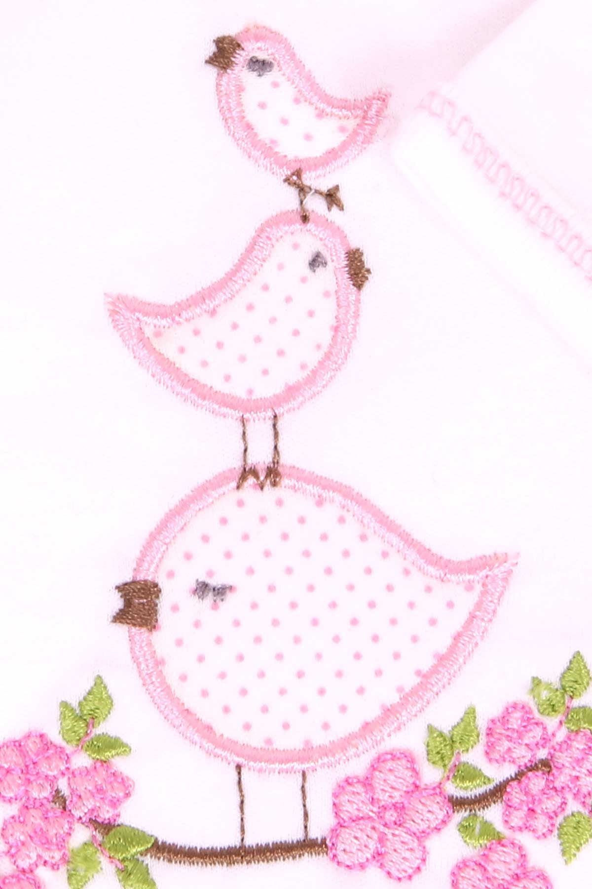 Breeze Kız Bebek Hastane Çıkışı 3 lü Set Kuş Nakışlı Ekru (0-3 Ay-4 Ay)