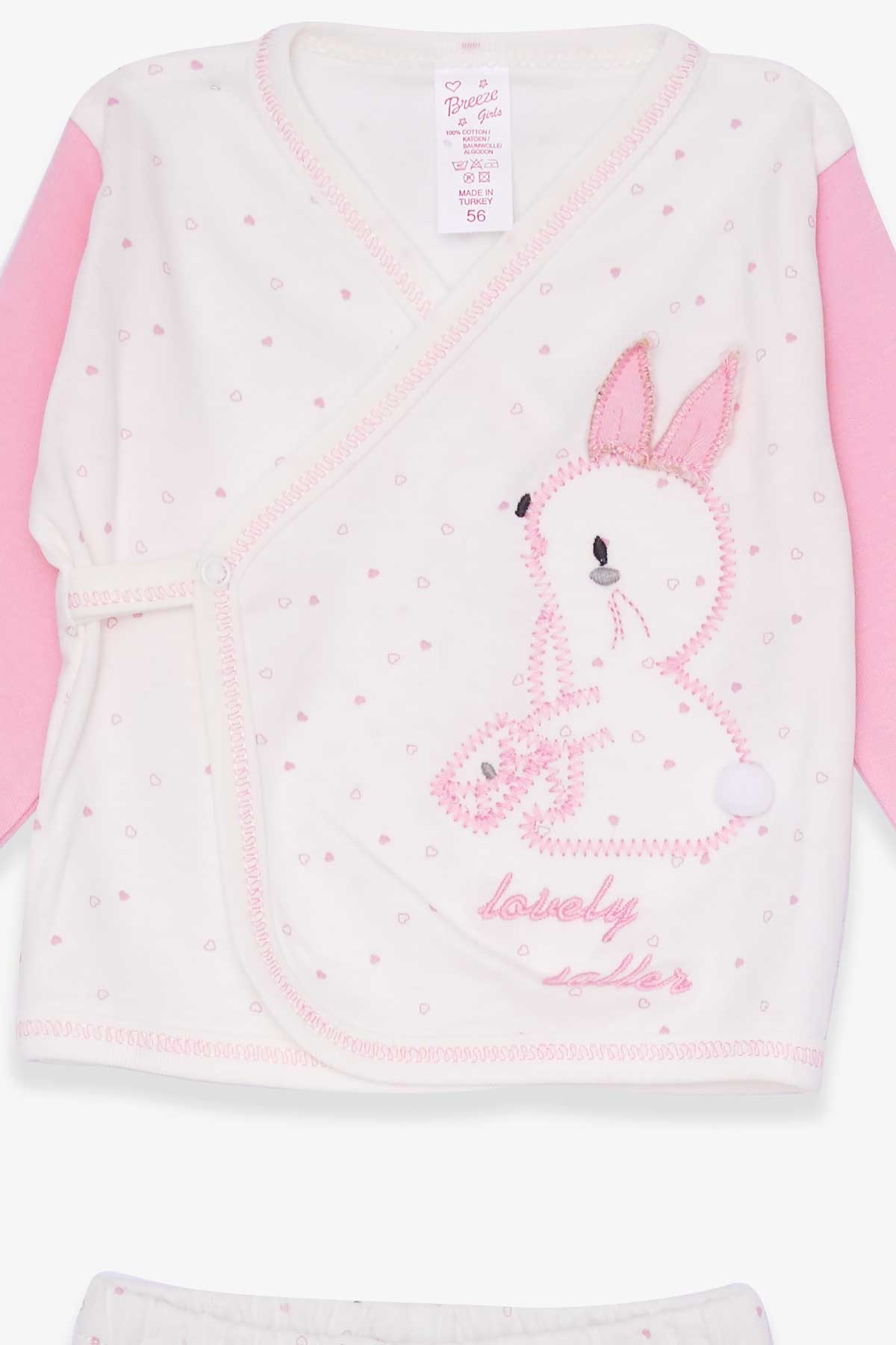 Breeze Kız Bebek Hastane Çıkışı 3 lü Takım Tavşancık Desenli Ekru (0-3 Ay-4 Ay)