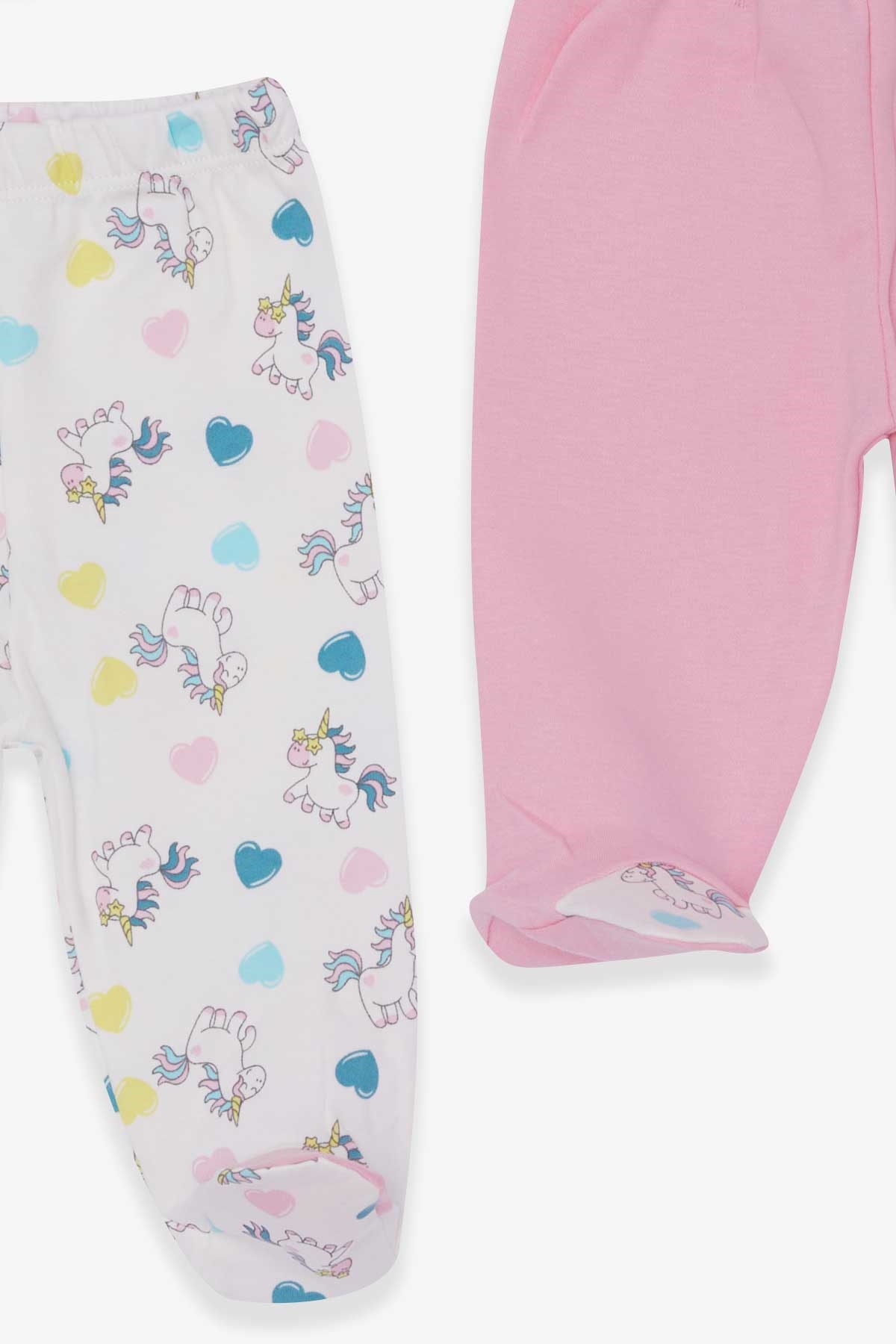 Breeze Kız Bebek Hastane Çıkışı 3 lü Unicorn Desenli Beyaz (0-3 Ay-4 Ay)