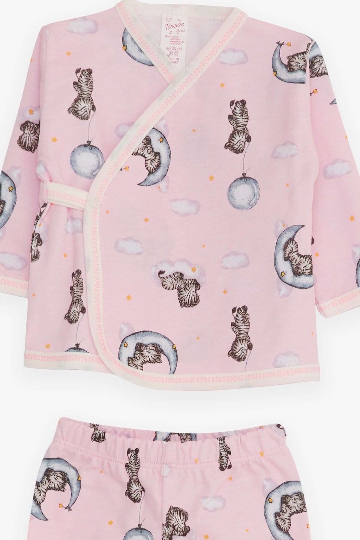 Breeze Kız Bebek Hastane Çıkışı 3 lü Zebra Desenli Pudra (0-3 Ay-4 Ay)